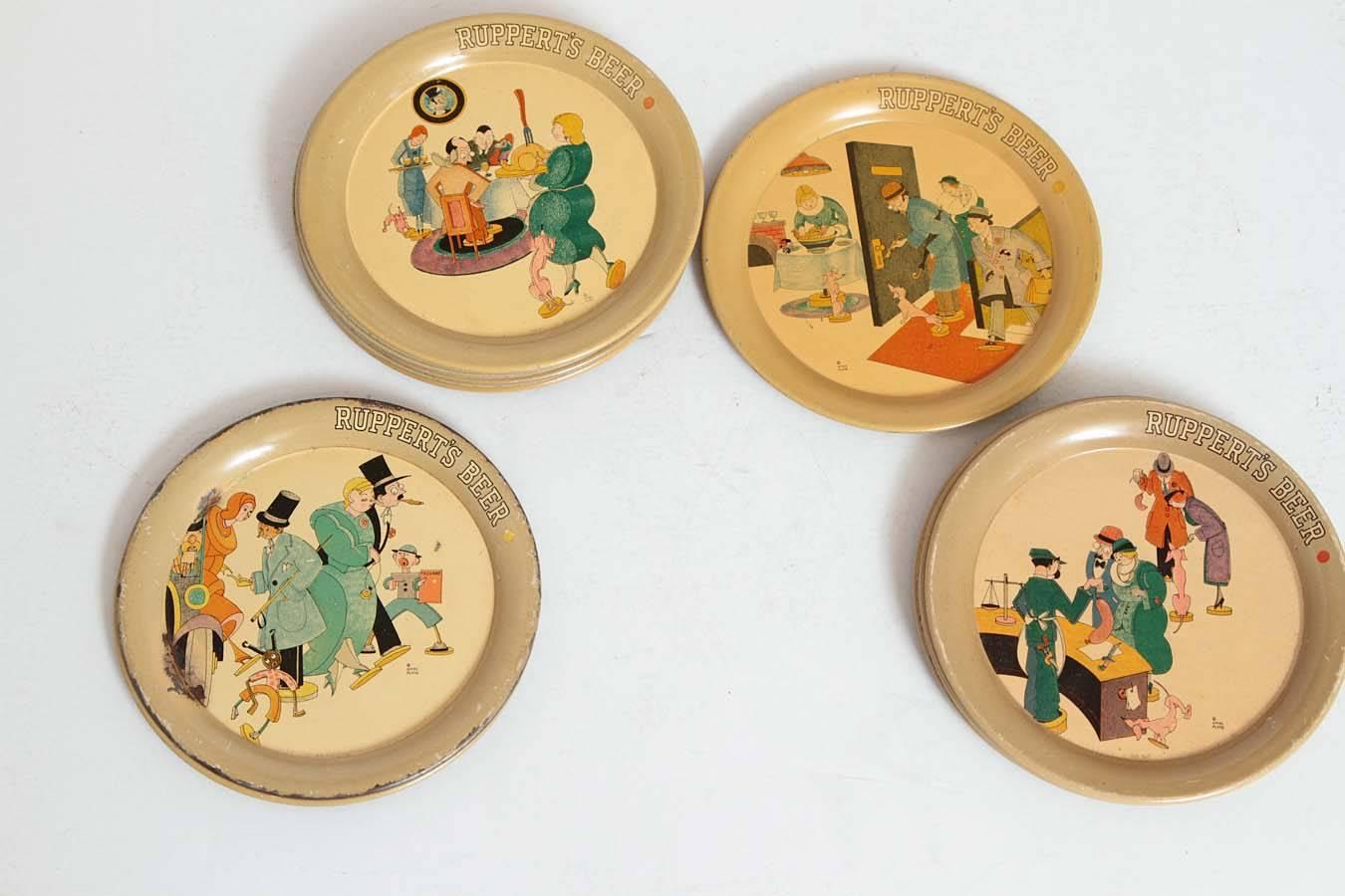 Cubist Jazz Age Cocktail Tray or Tip Coaster Collection Ruppert's Beer For Sale 2