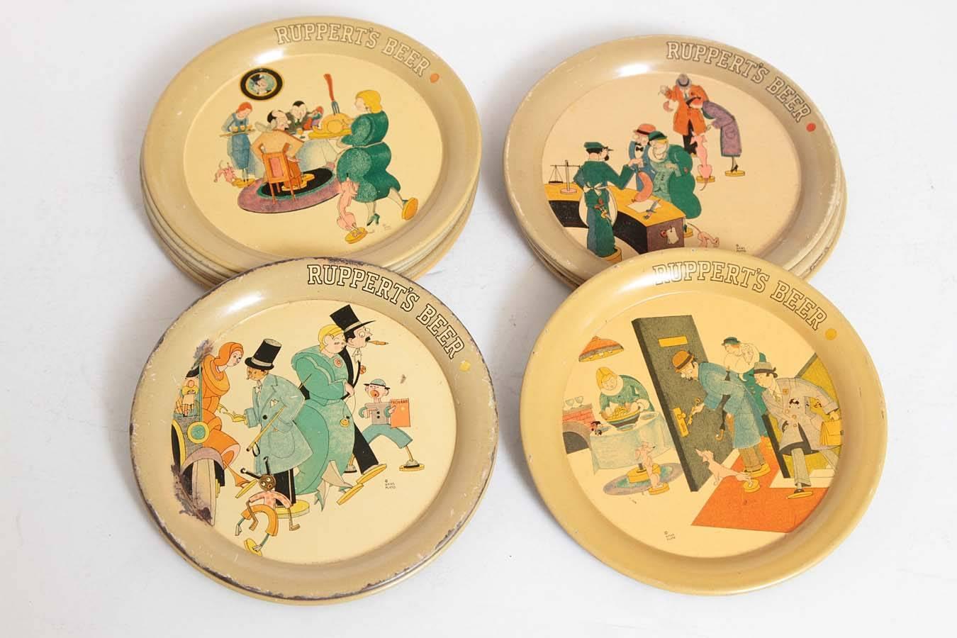 Cubist Jazz Age Cocktail Tray or Tip Coaster Collection Ruppert's Beer For Sale 3