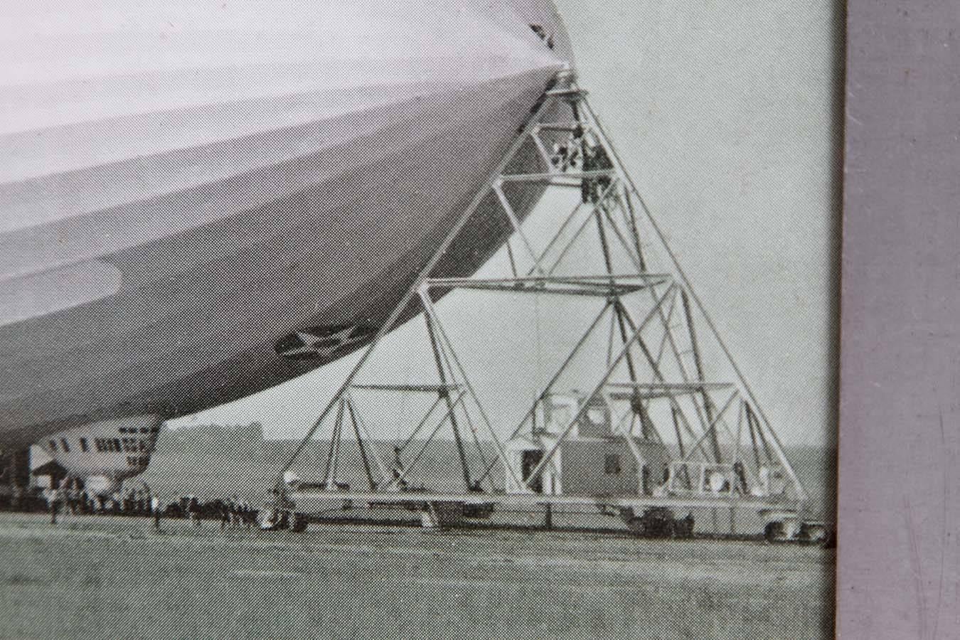 Mid-20th Century Machine Age Art Deco USS Akron Goodyear Zeppelin Duralumin Framed Litho For Sale