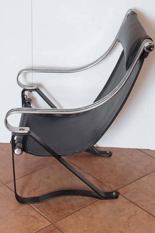  Machine Age Art Deco McKay Craft  Cantilevered Sling Lounge Chair McKaycraft In Good Condition For Sale In Dallas, TX
