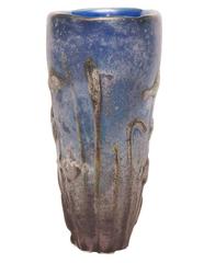 1950s Cenedese "Scavo" Vase in blue and grey Murano glass
