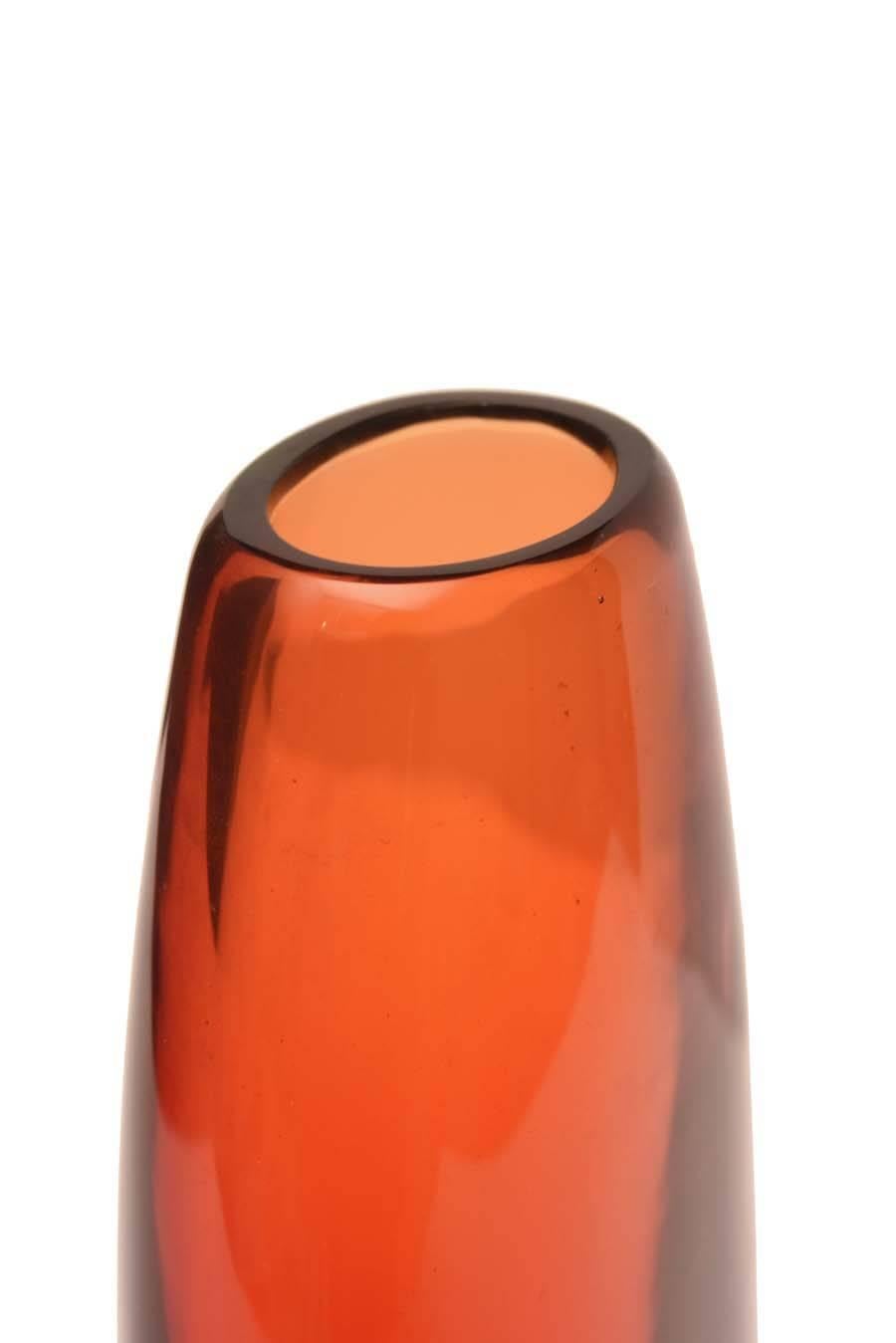 1950s Sommerso Seguso Vetri d'Arte Vase, orange and green sommerso Murano glass In Excellent Condition In Milan, IT