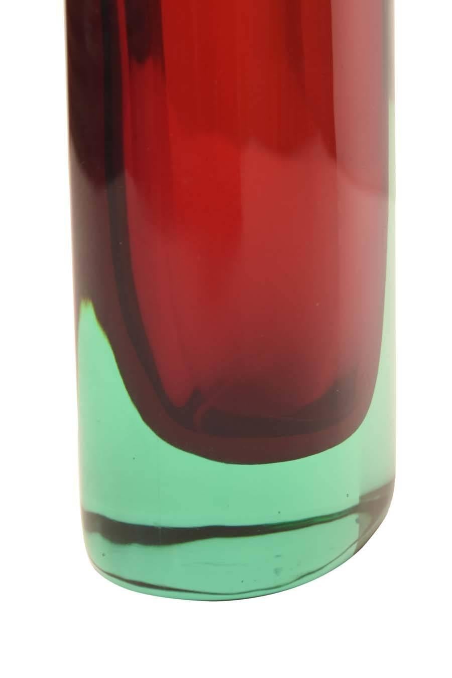20th Century 1950s Sommerso Seguso Vetri d'Arte Vase, orange and green sommerso Murano glass