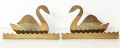 Pair of Brass Swan Bookends