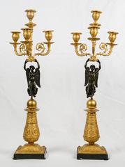 Pair of Gilded and Patined Candelabras in Bronze, France, 1870