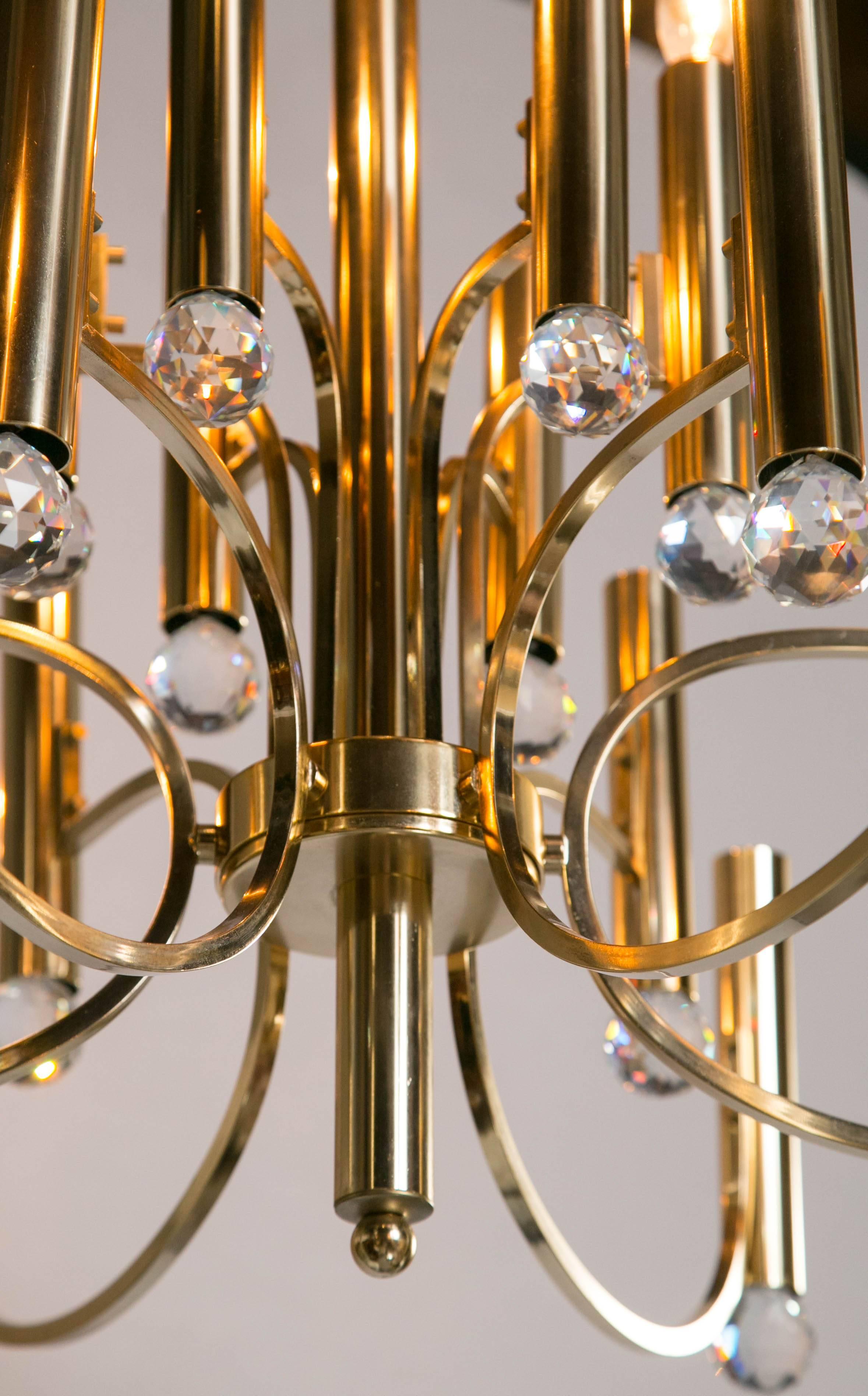 Parzinger Style Chandelier with Swarovski Crystal Prisms In Good Condition In Stamford, CT