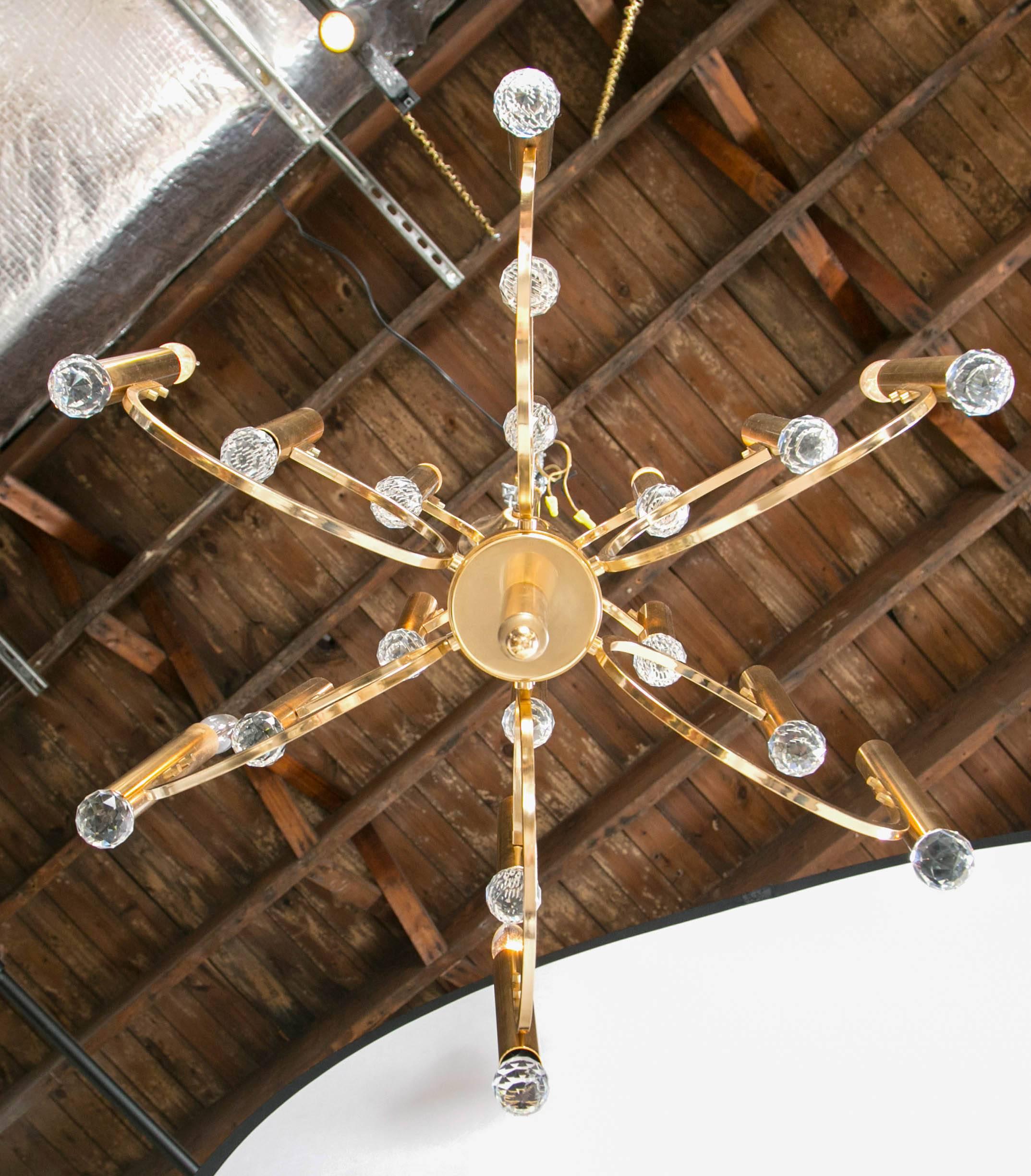 Mid-20th Century Parzinger Style Chandelier with Swarovski Crystal Prisms