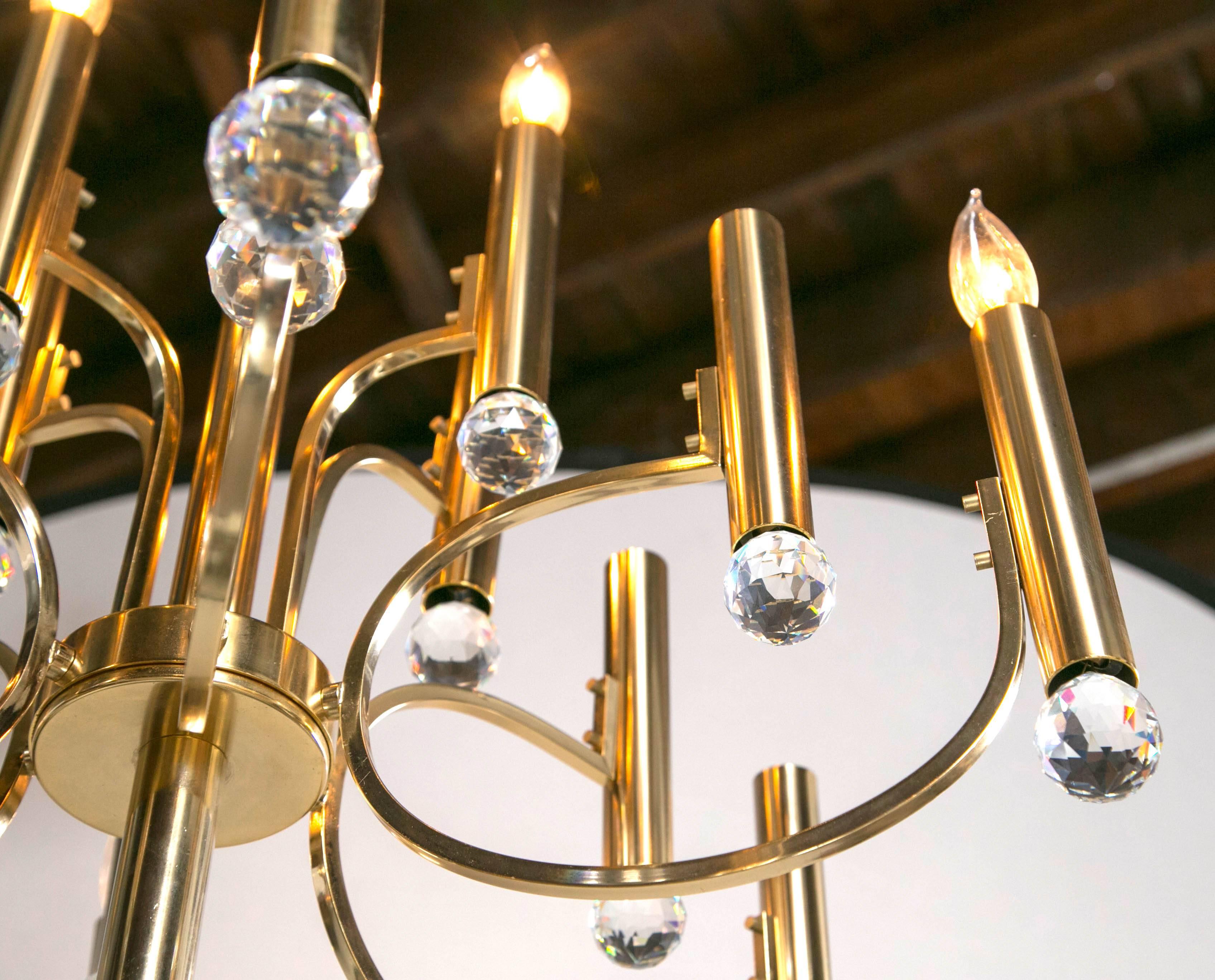 Parzinger Style Chandelier with Swarovski Crystal Prisms 1