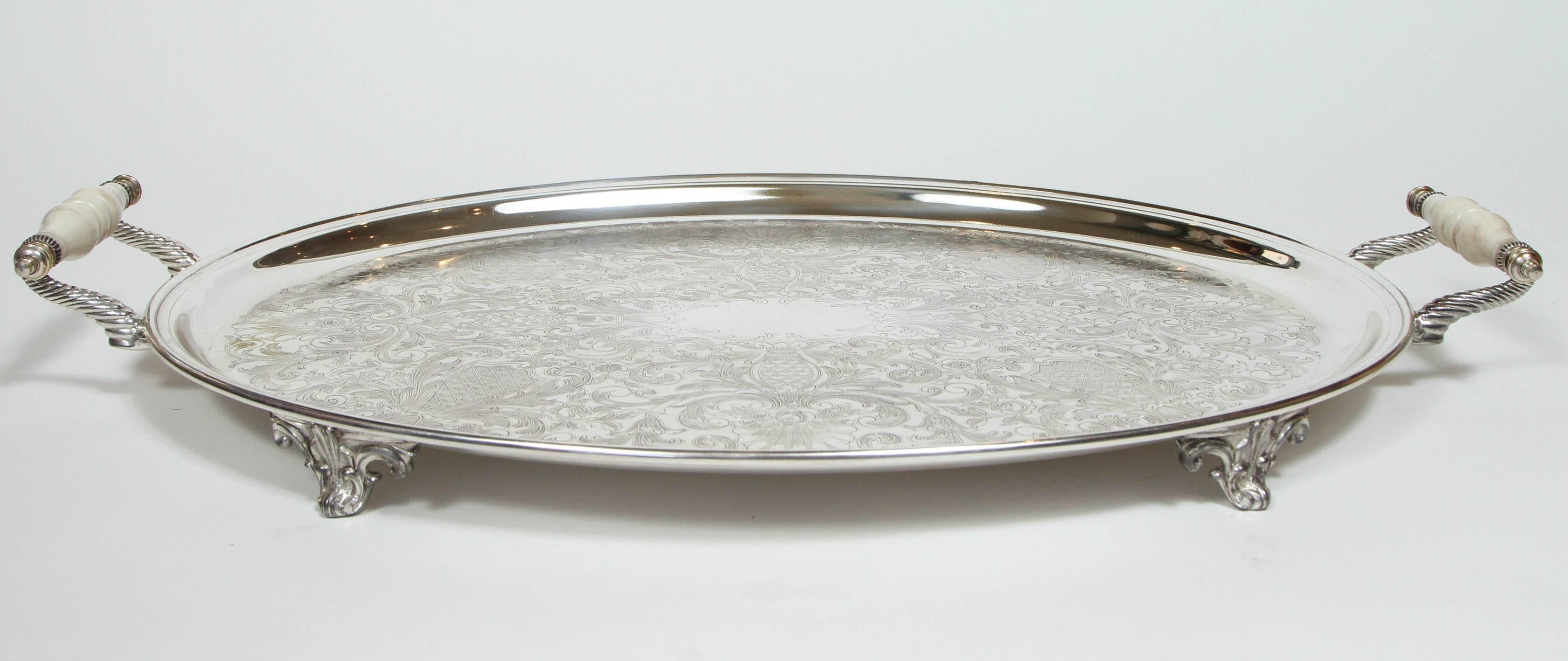 Vintage Oval Silver Plate Serving Tray 3