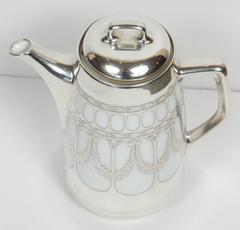 Vintage Porcelain and Sterling Silver Coffee Pot