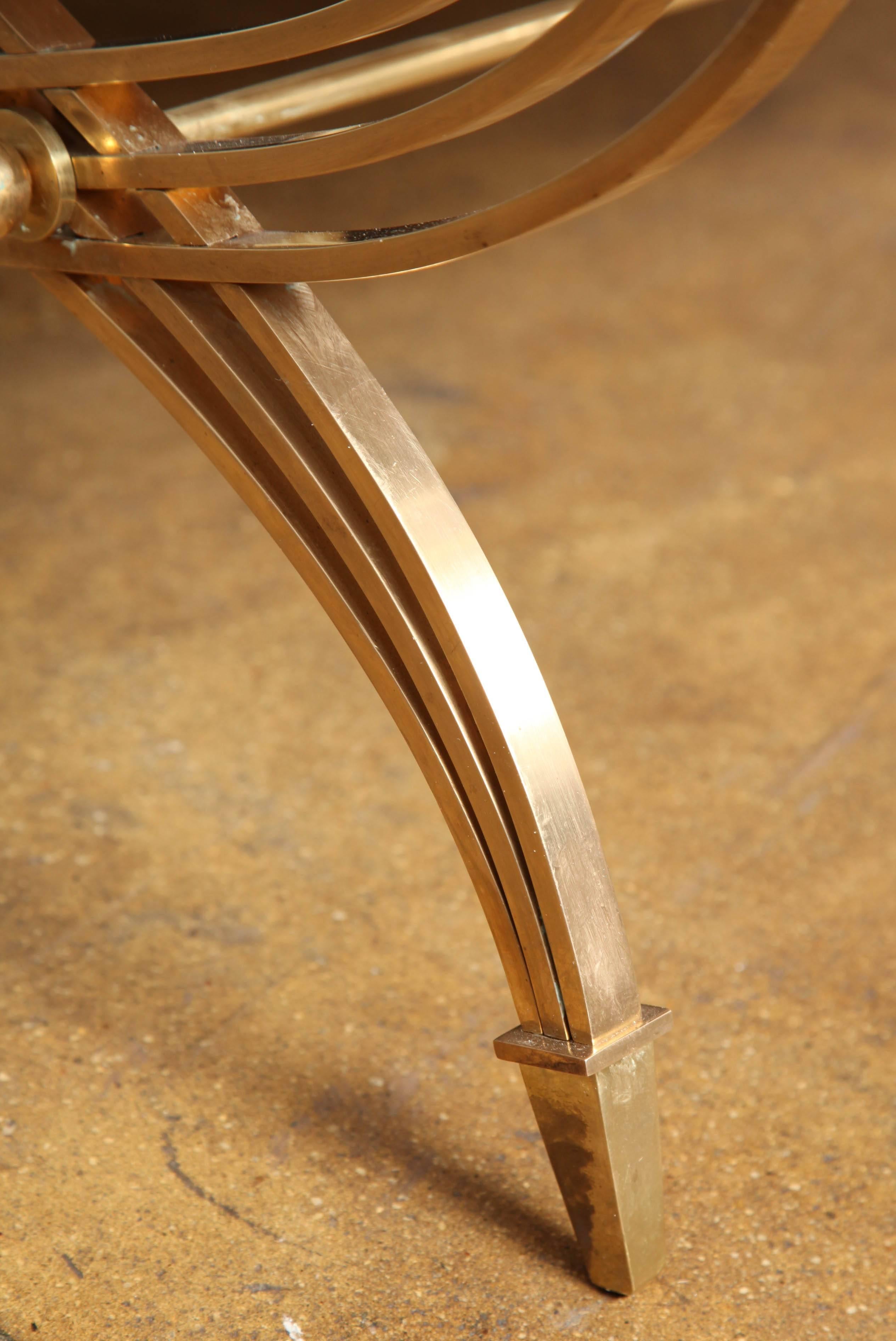French Brass and Black Glass Coffee Table