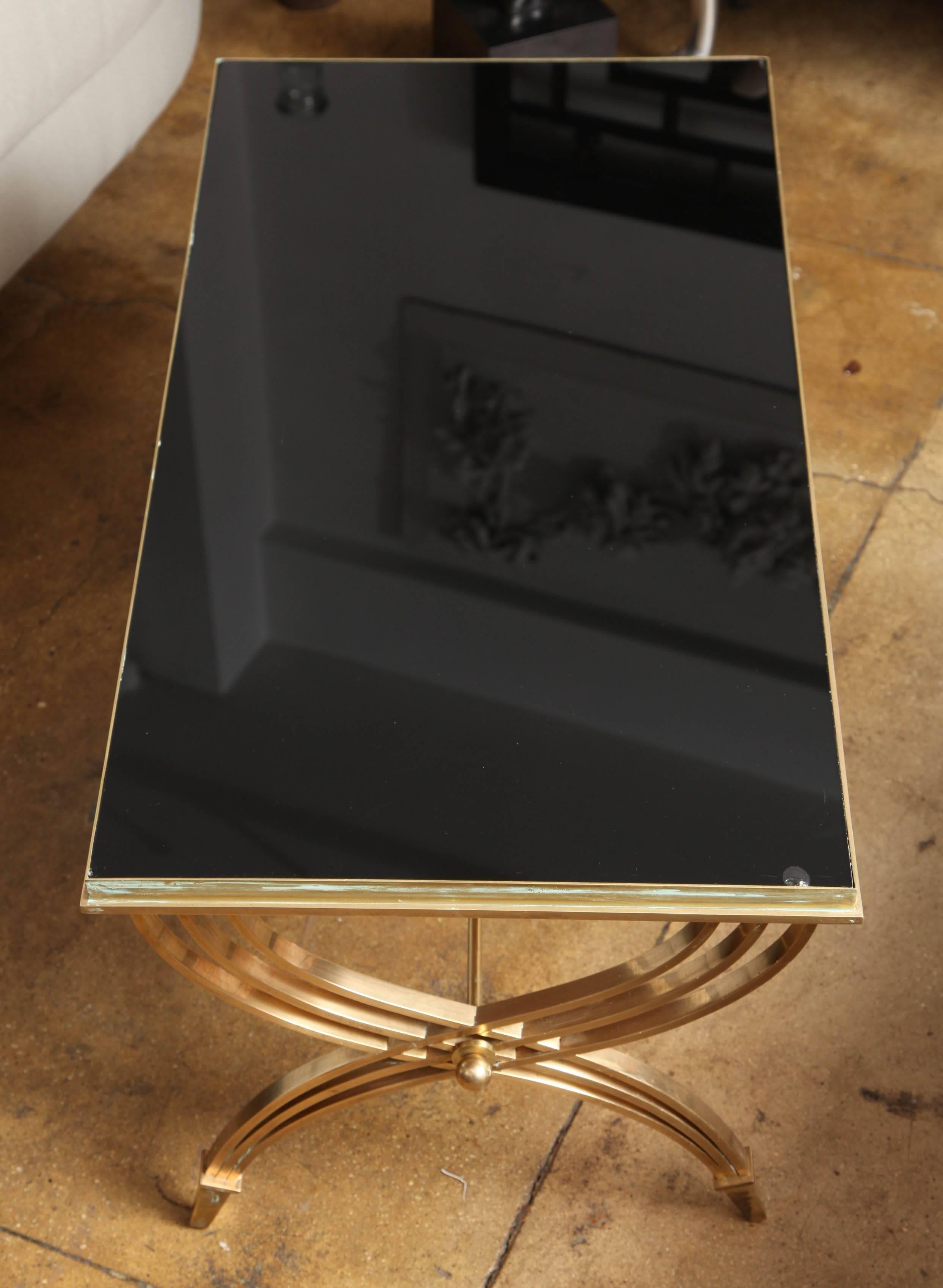 Brass and Black Glass Coffee Table 1