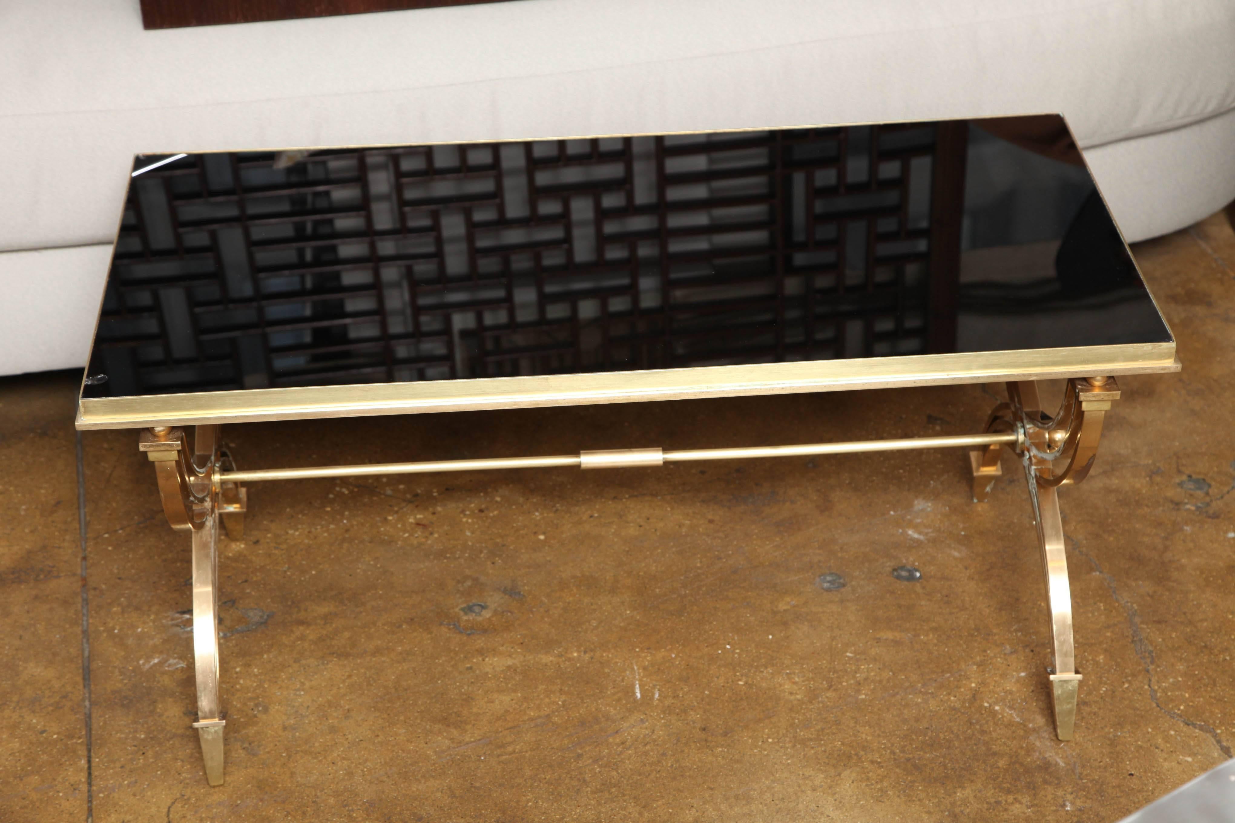 Brass and Black Glass Coffee Table 2
