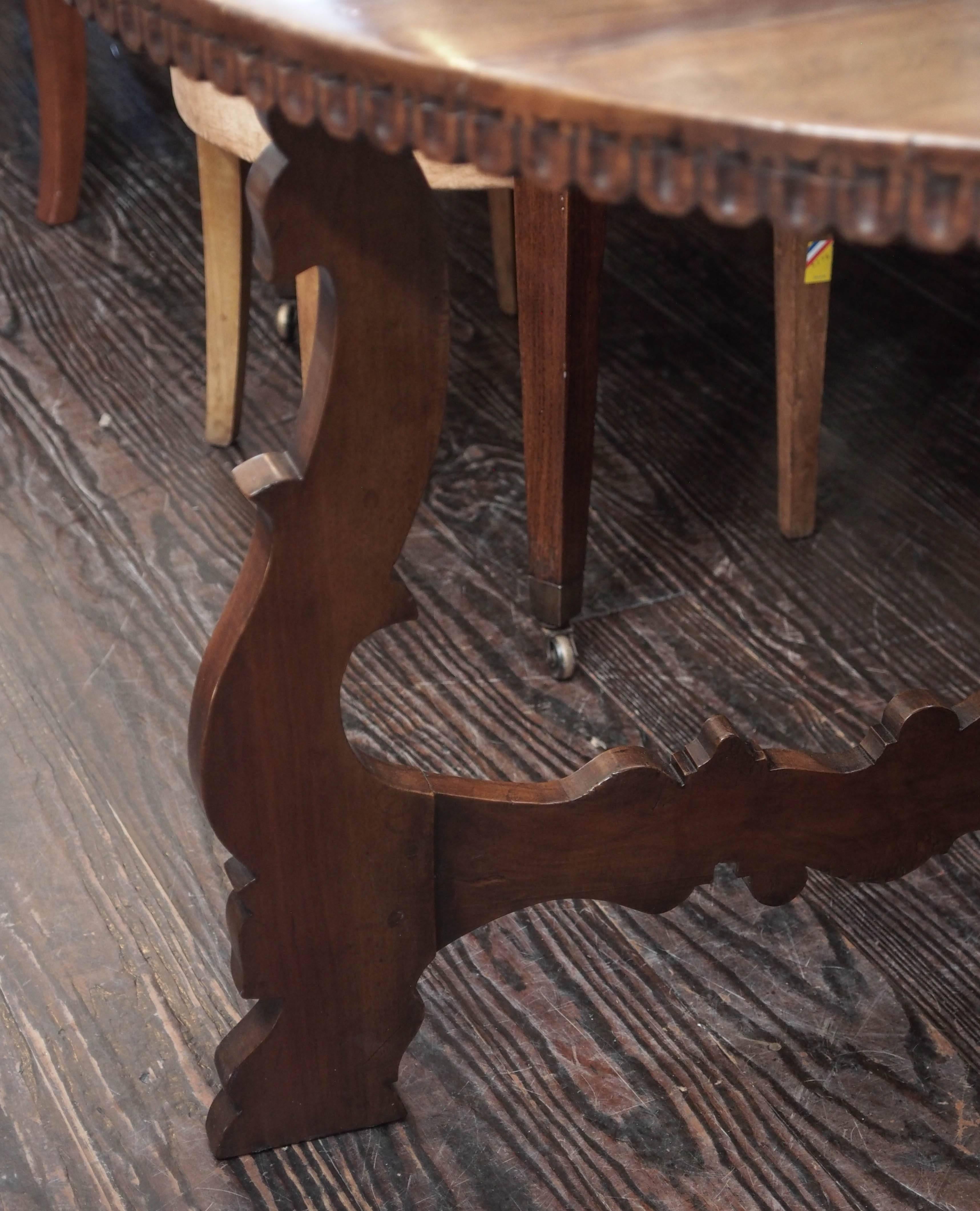 18th Century and Earlier Pair of Walnut Demilune Console Tables, Italian, 18th Century For Sale