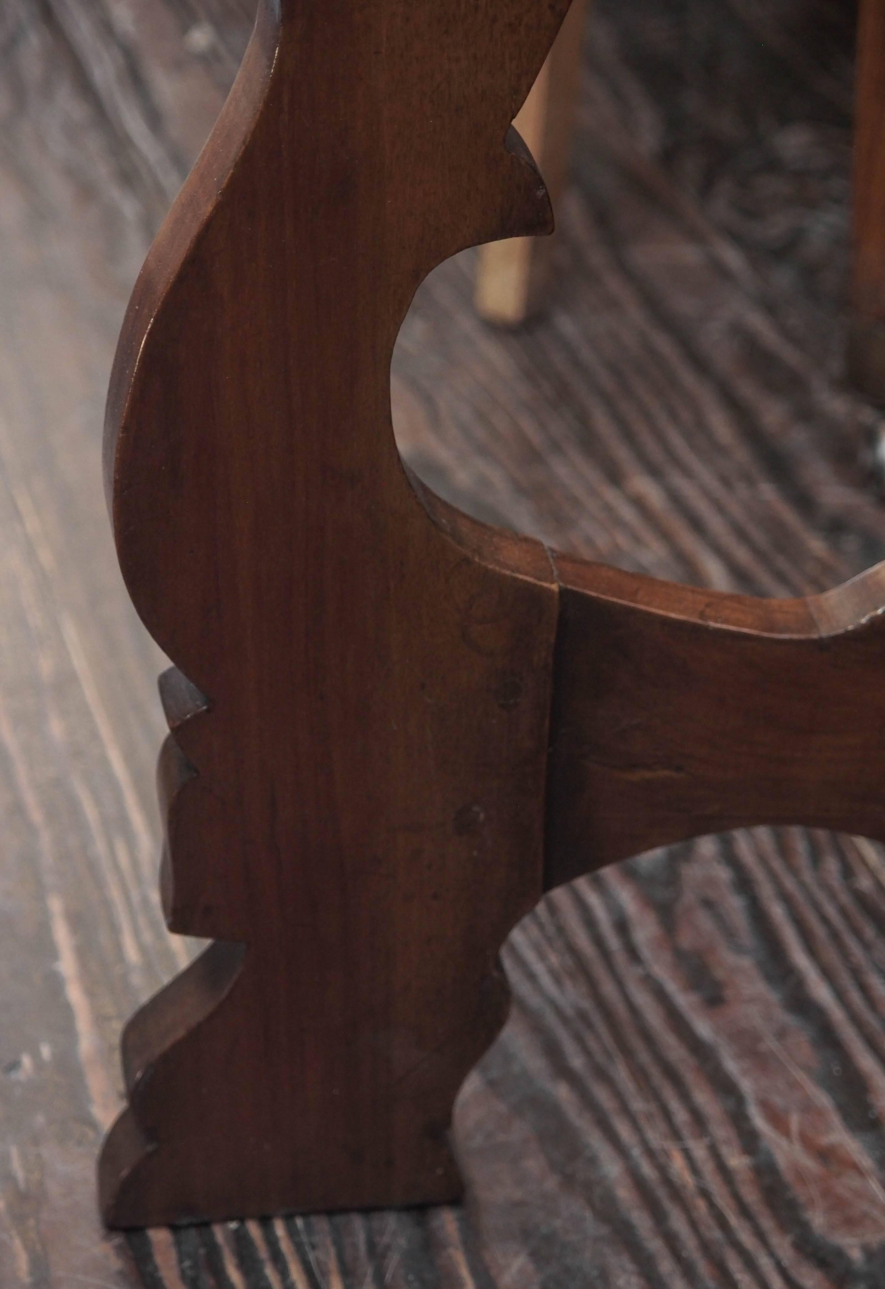 Pair of Walnut Demilune Console Tables, Italian, 18th Century For Sale 2