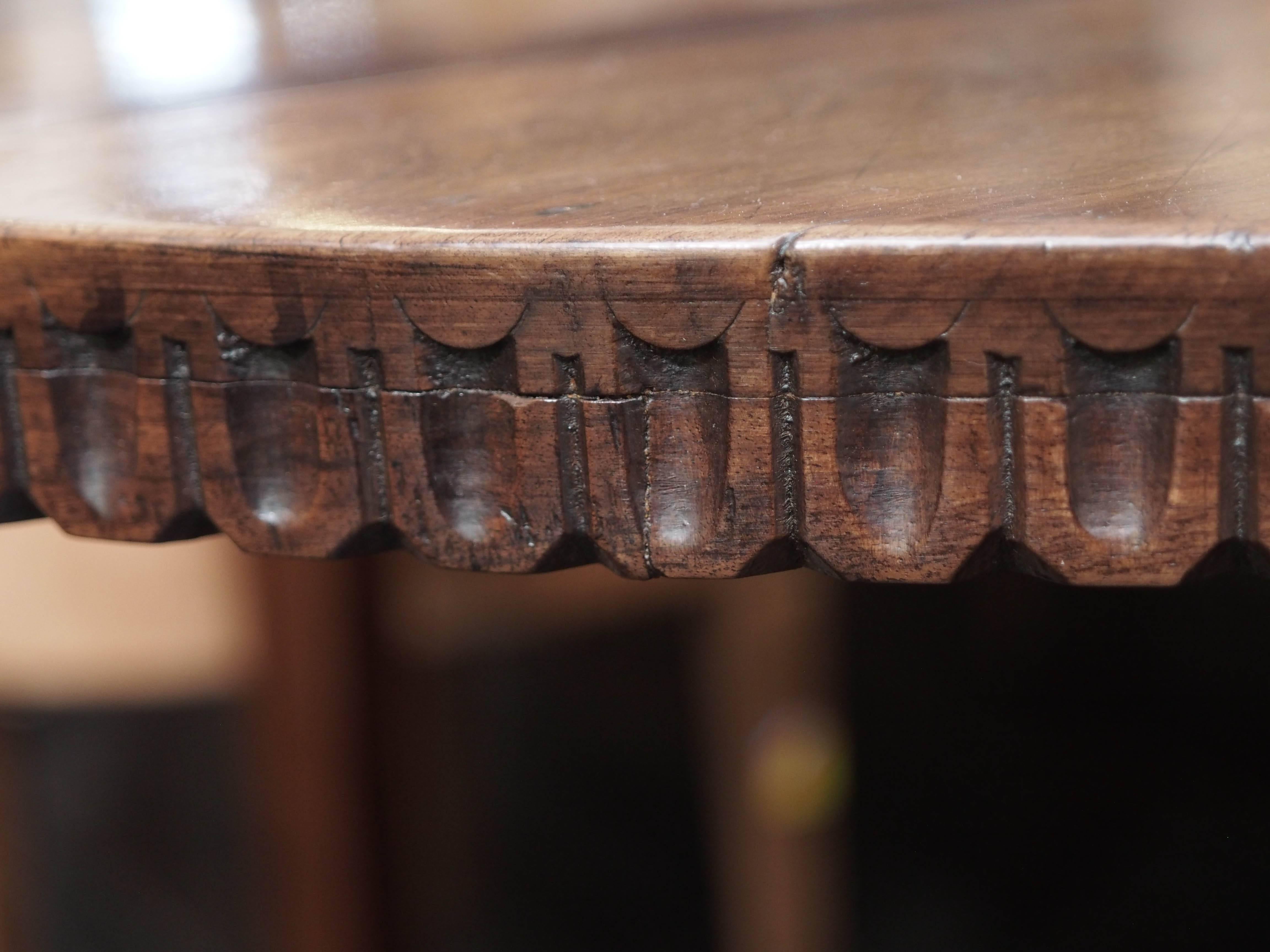 Pair of Walnut Demilune Console Tables, Italian, 18th Century For Sale 3