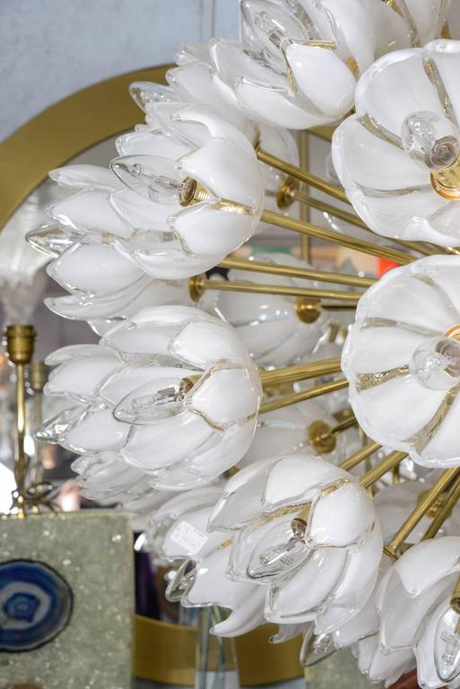 Chandelier with White Flowers at 1stDibs