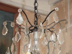 19th Century French Louis XV Style Crystal and Iron Chandelier