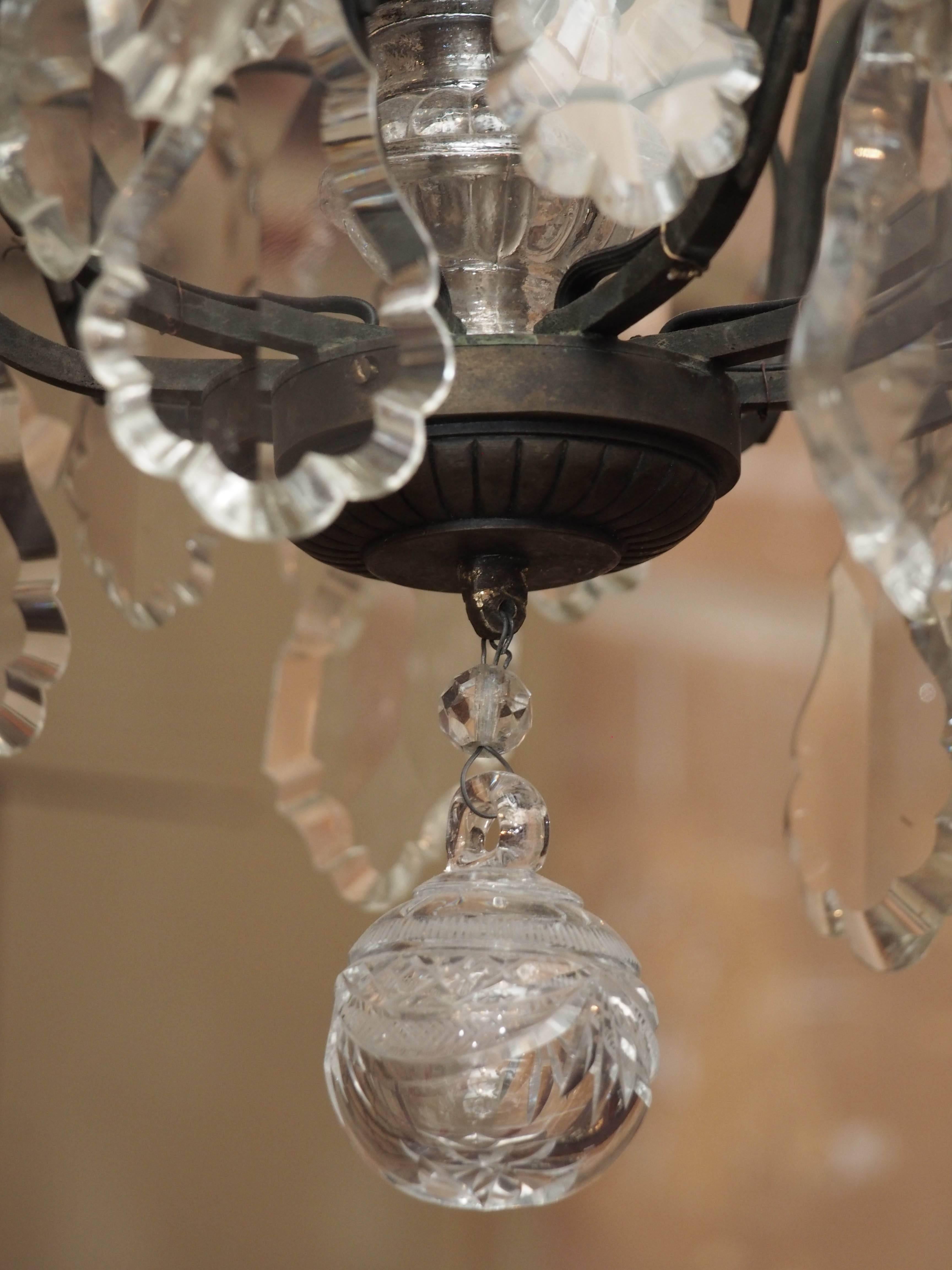 19th Century French Louis XV Style Crystal and Iron Chandelier For Sale 3