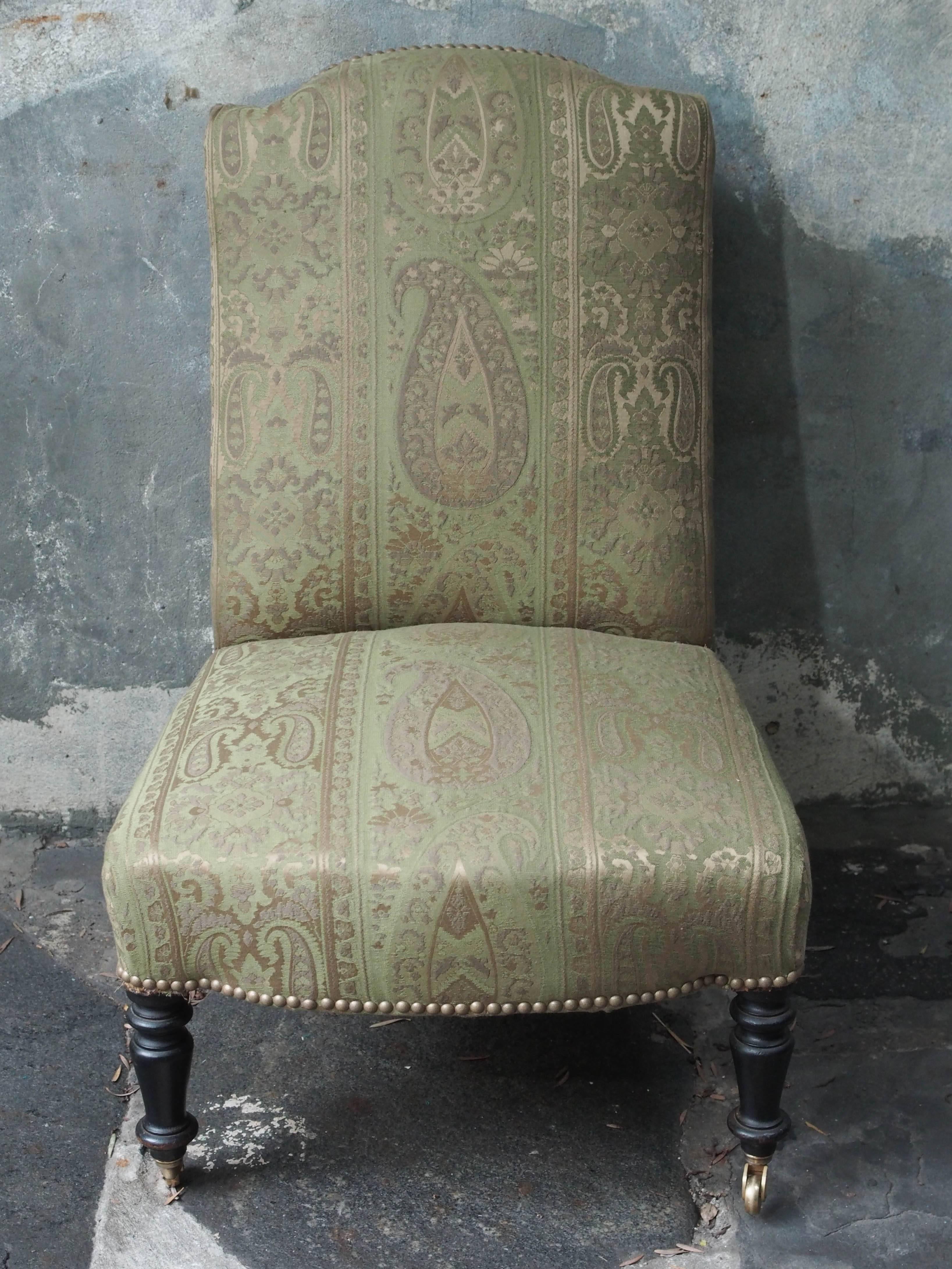 Pair of French Napoleon III period upholstered 