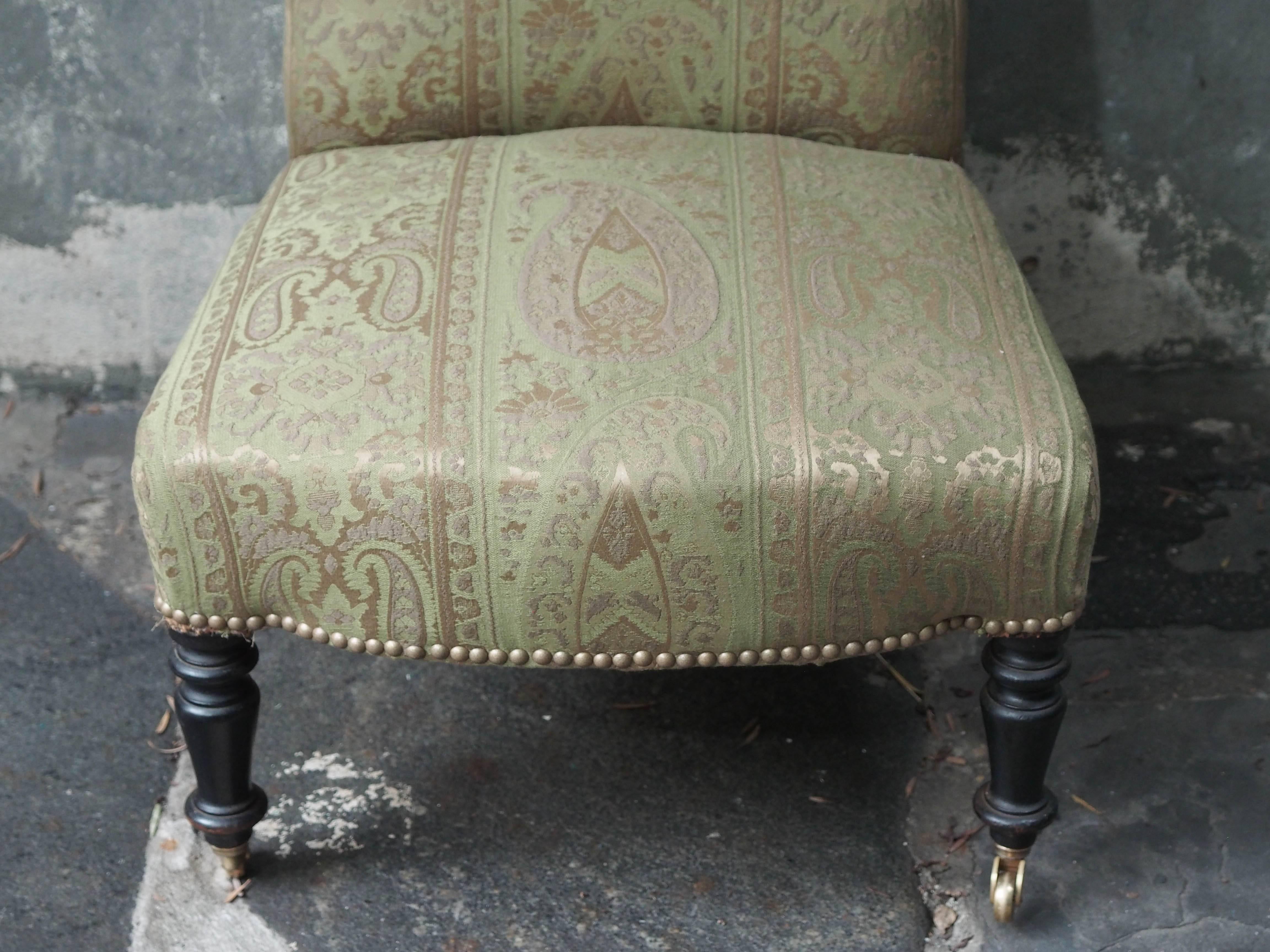 19th Century Pair of French Napoleon III Period Upholstered Chauffeuses