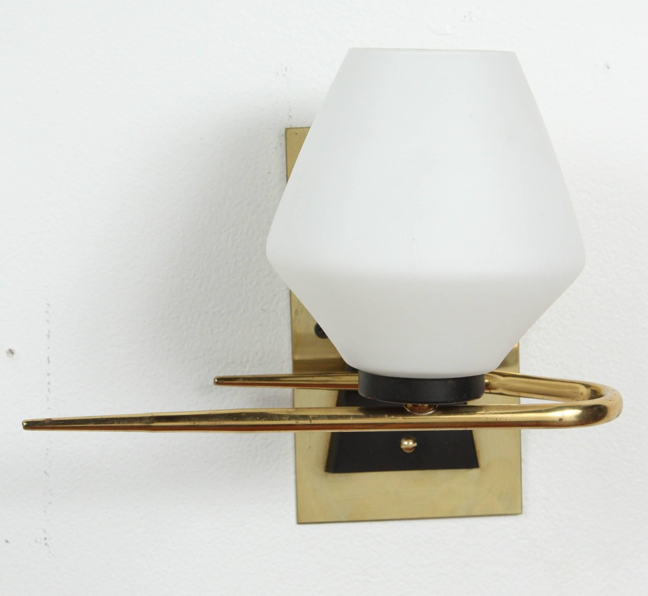 Pair of Mid-Century French Sconces In Excellent Condition For Sale In Los Angeles, CA
