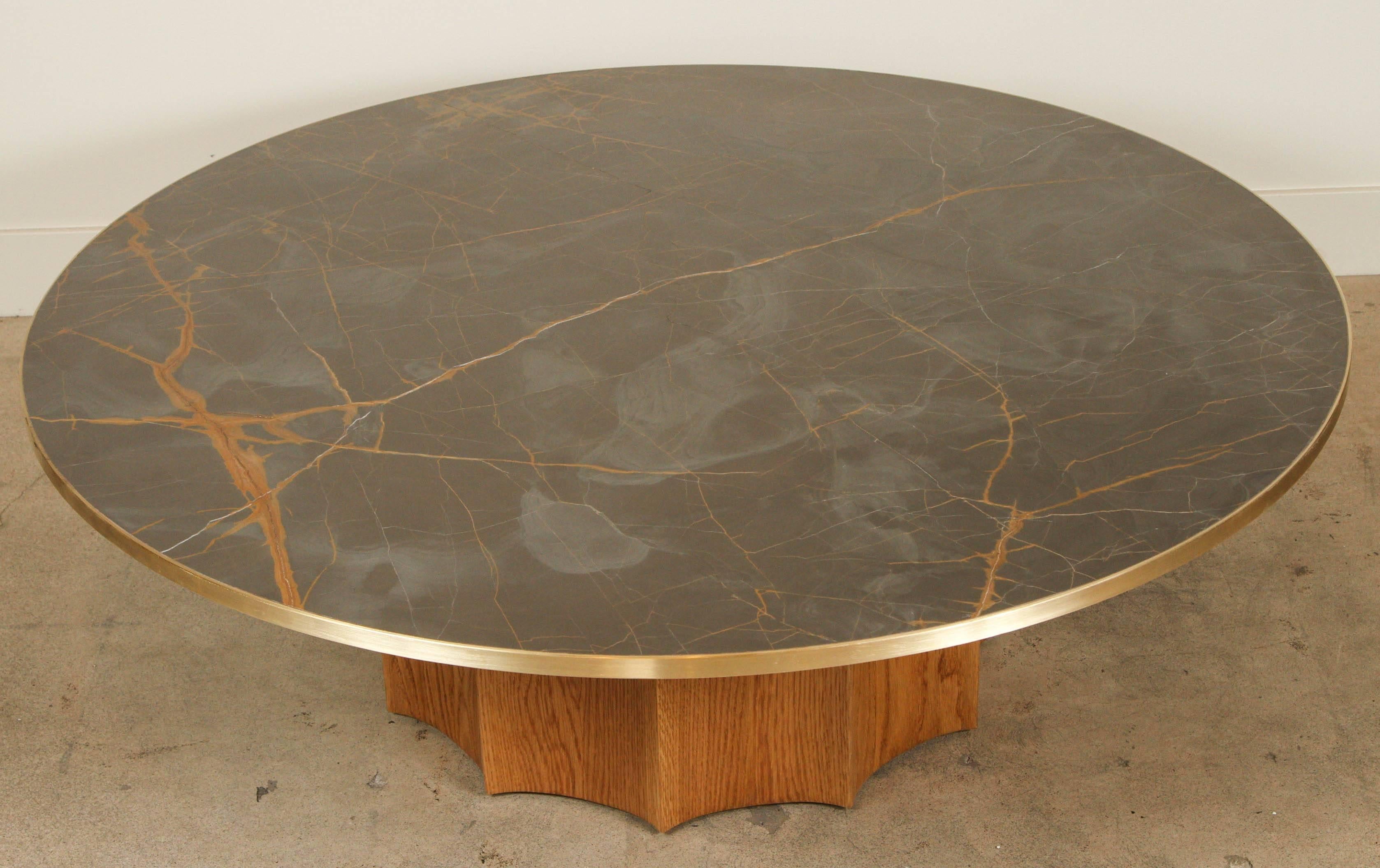 Mid-Century Modern Normandie Coffee Table by Lawson-Fenning with Bronzetto Marble