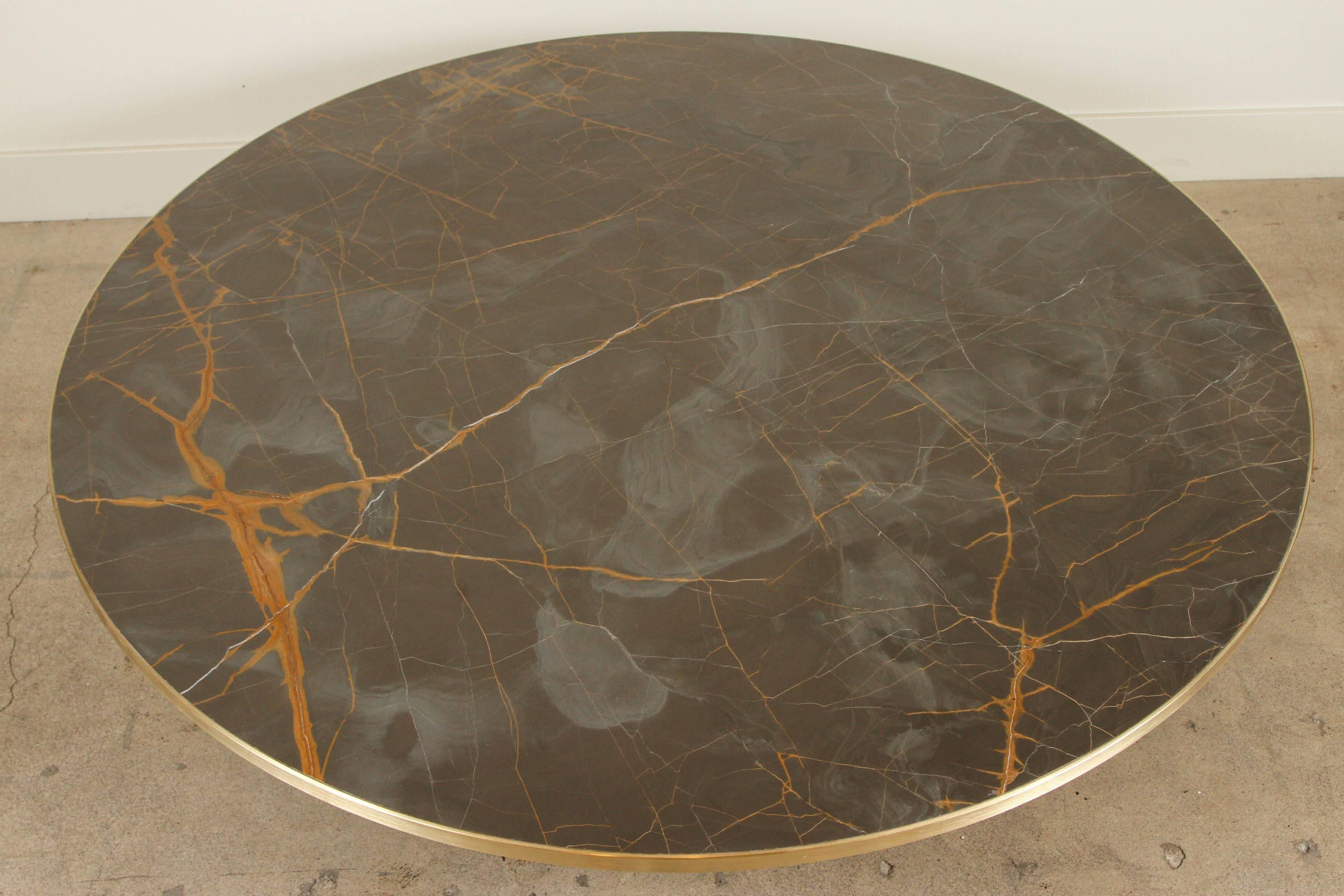 Contemporary Normandie Coffee Table by Lawson-Fenning with Bronzetto Marble