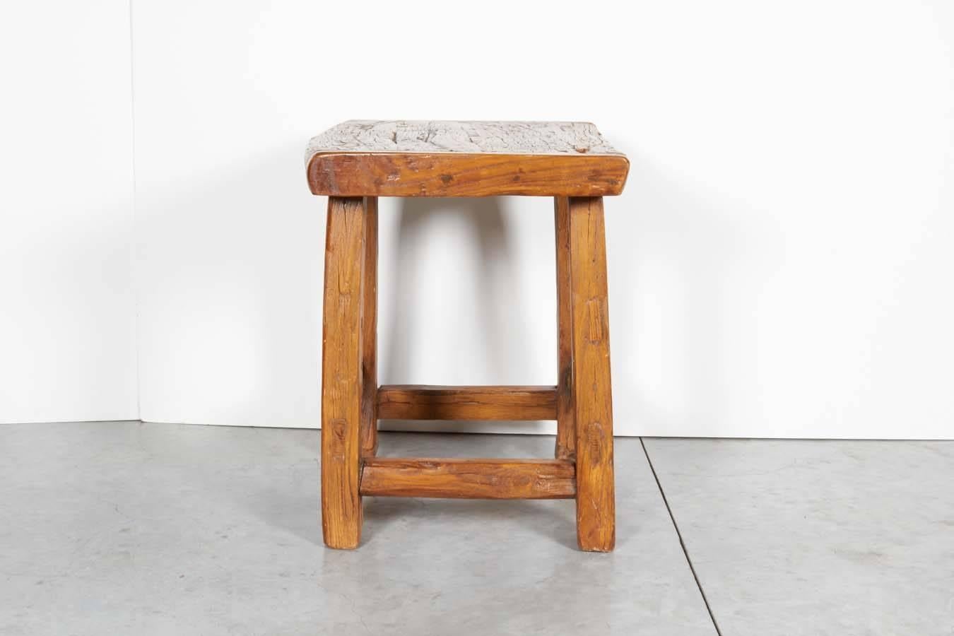 Chinese Large Rustic Stool/ Side Table