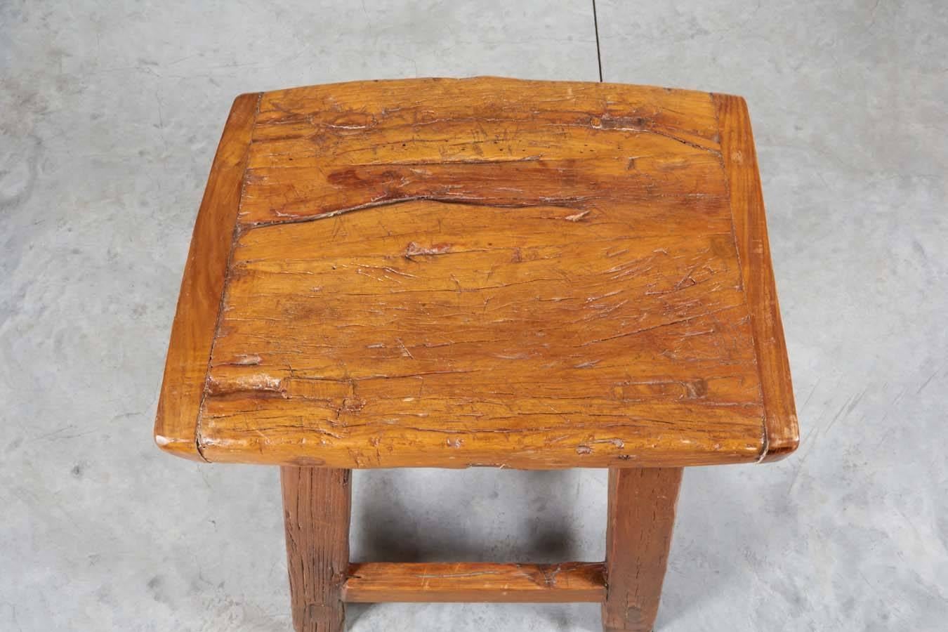 Elm Large Rustic Stool/ Side Table