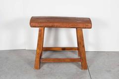 Large Antique Stool with Thick Seat