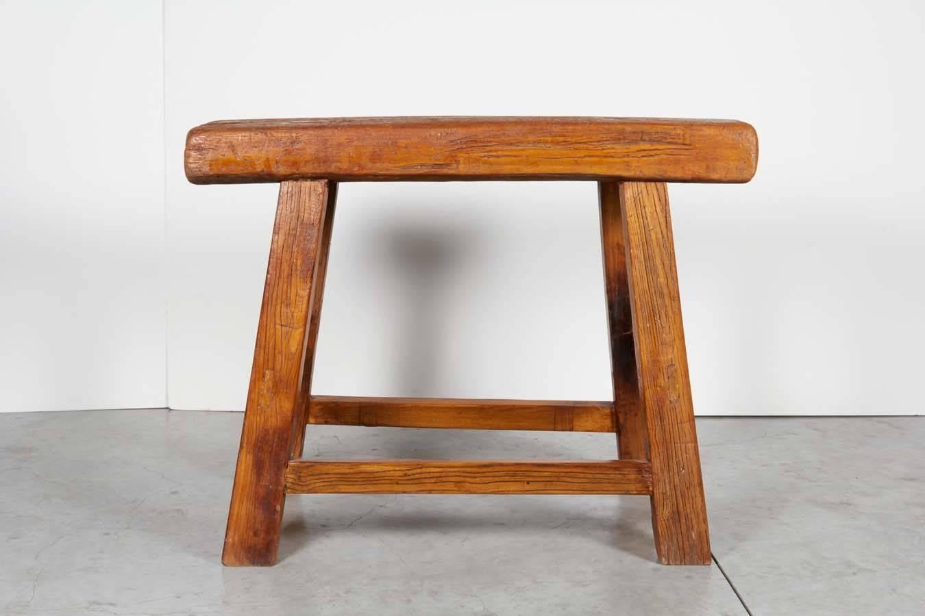 Chinese Large Antique Stool with Thick Seat For Sale