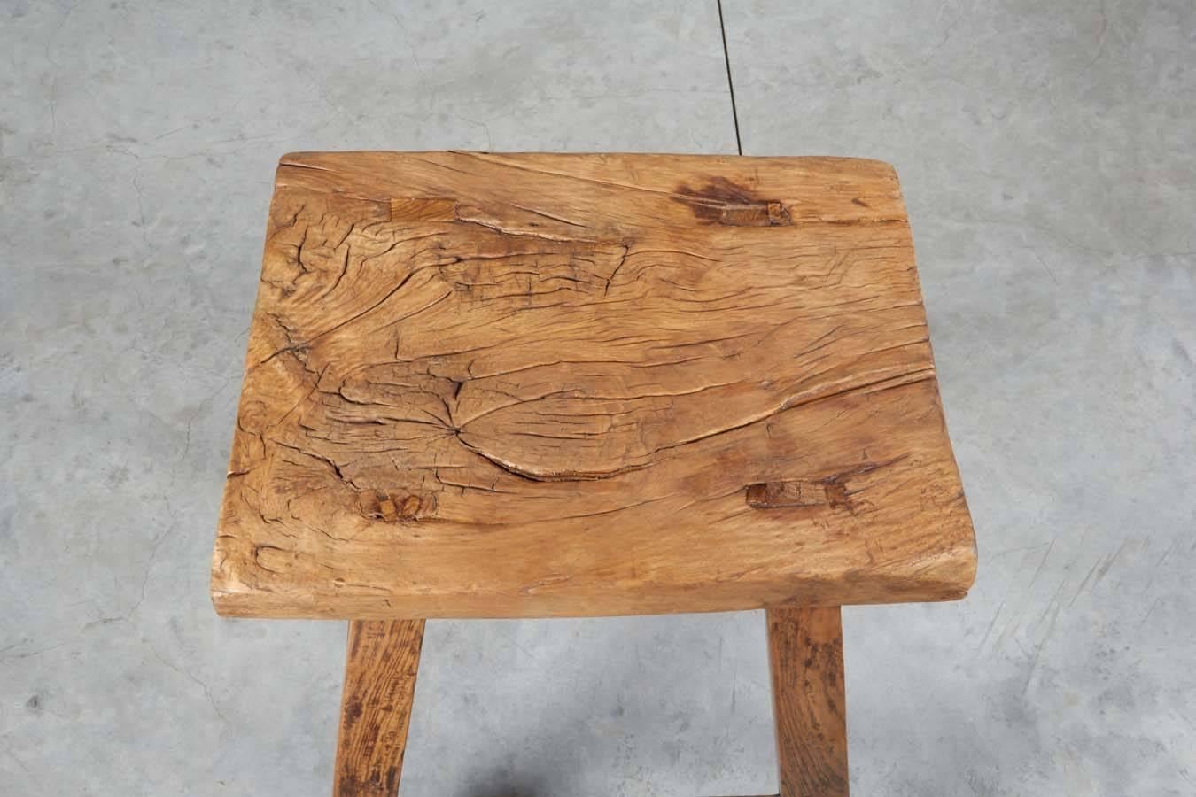 Tall Rustic Stool or Side Table In Good Condition In New York, NY