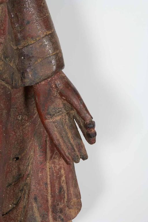 Late 19th Century Tall Burmese Monk Sculpture For Sale