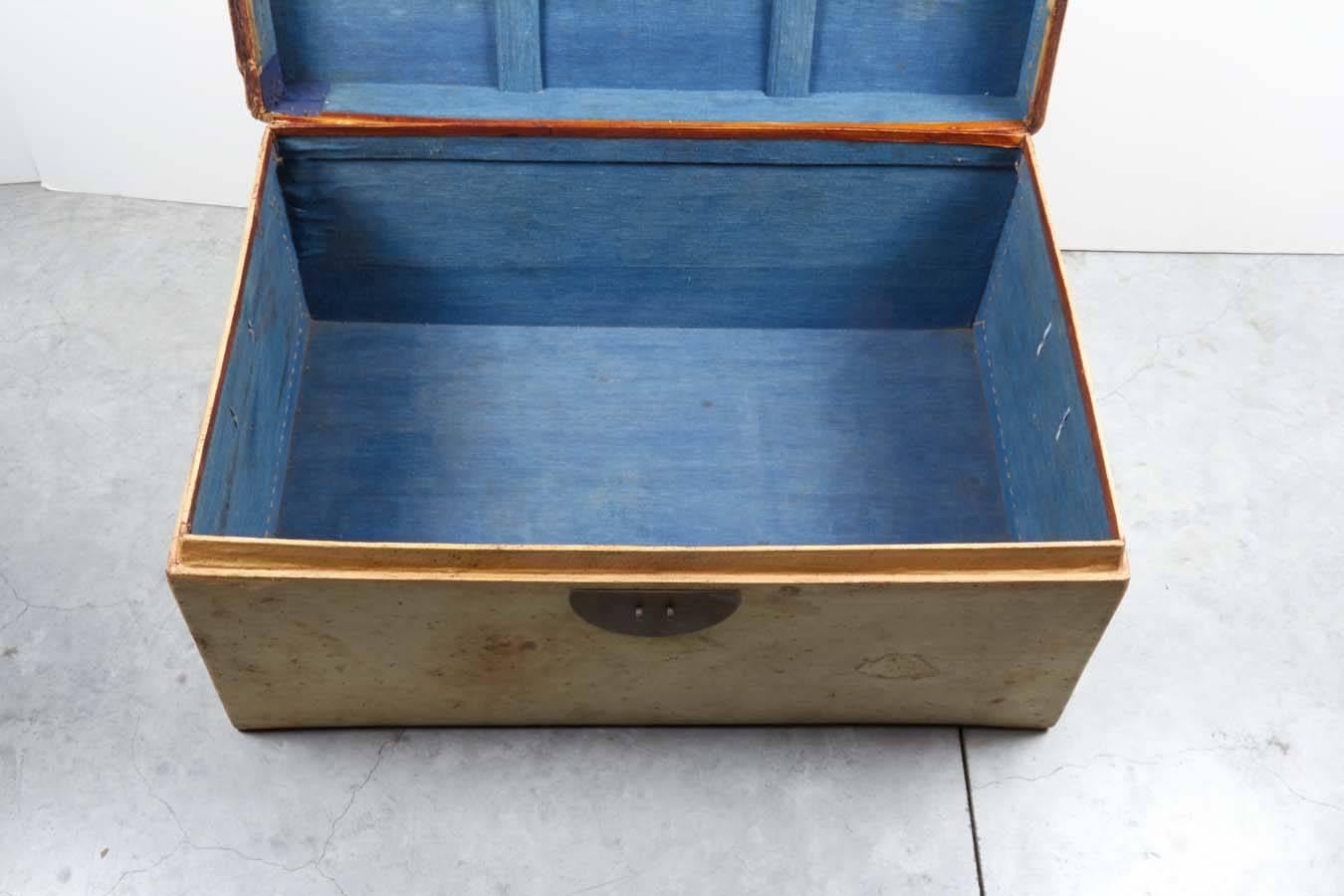 Antique Chinese Parchment Leather Trunk 1