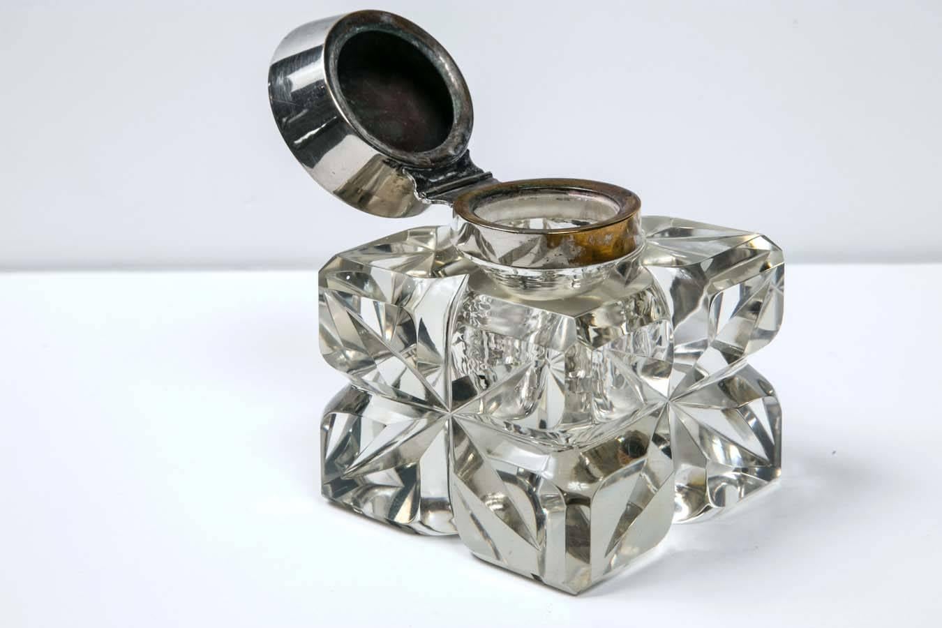 Early 20th Century Antique American Inkwell with Starburst Pattern, 1906