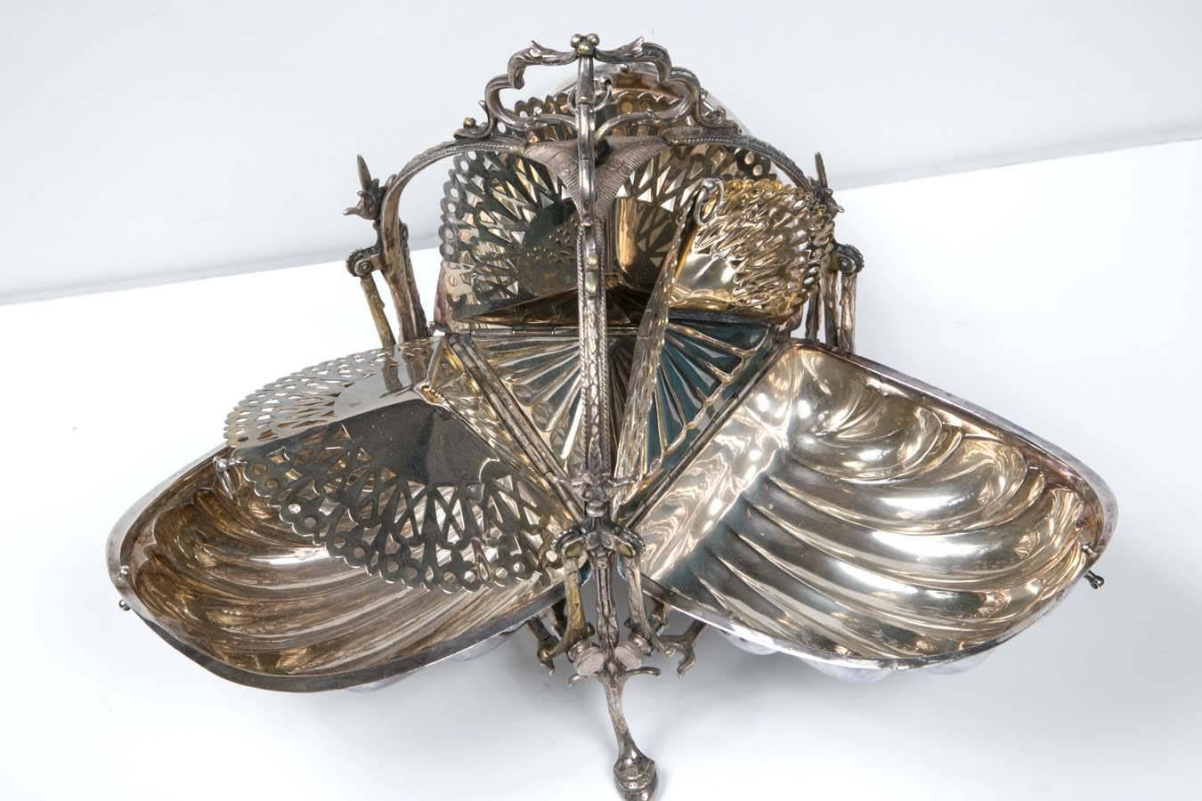 Antique English Silver Plated Fancy Biscuit Box, 1880 1