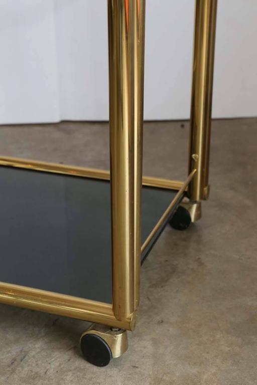 Art Deco Inspired Two Tier Brass and Glass Bar Cart by DIA For Sale at