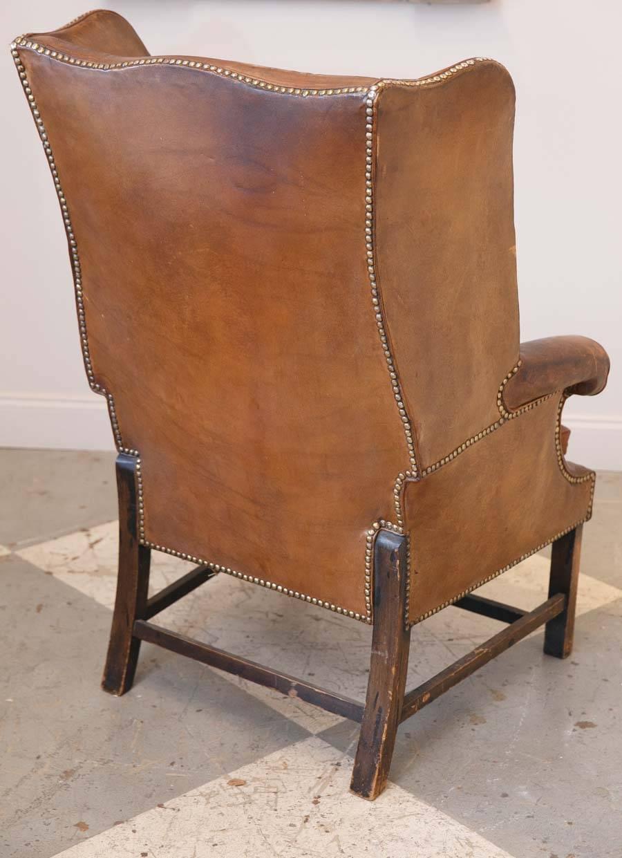 19th Century French Leather Wingback Chair from the 1920s