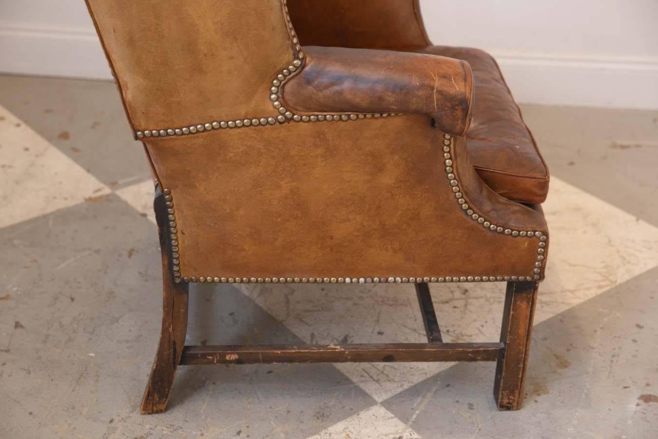 French Leather Wingback Chair from the 1920s 1