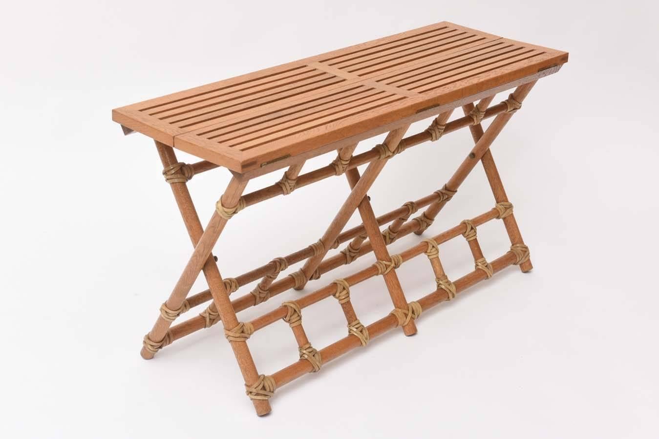 McGuire Oak, Bamboo and Rawhide Collapsible Table or Bench 3
