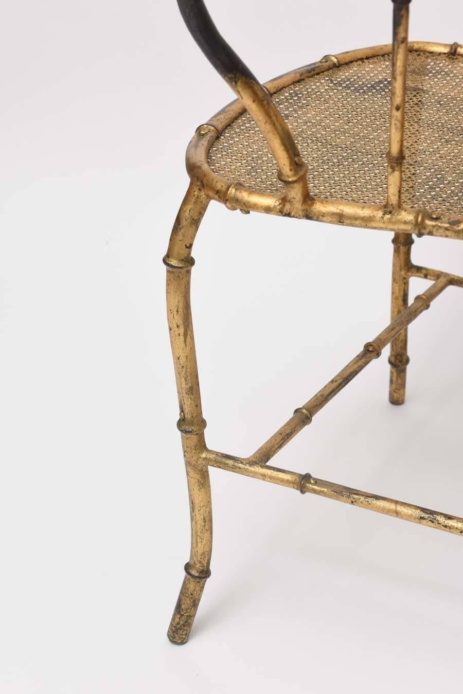 Mid-20th Century Pair of 1960s Gilt Metal Faux Bamboo Armchairs