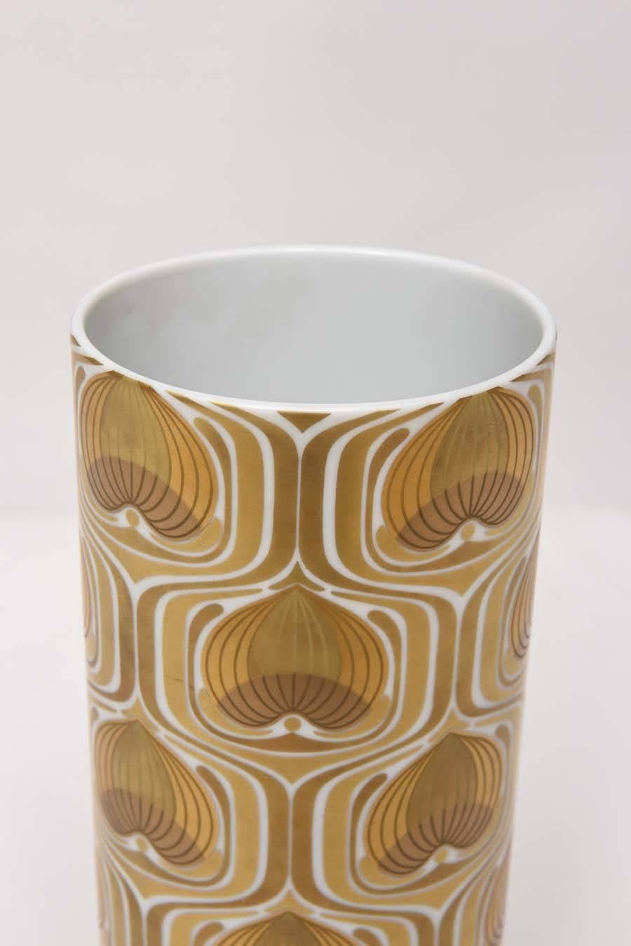 Mid-Century Modern 1970s Porcelain Cylinder Vase by Bjorn Wiinblad for Rosenthal