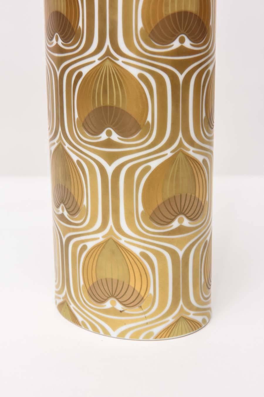 German 1970s Porcelain Cylinder Vase by Bjorn Wiinblad for Rosenthal
