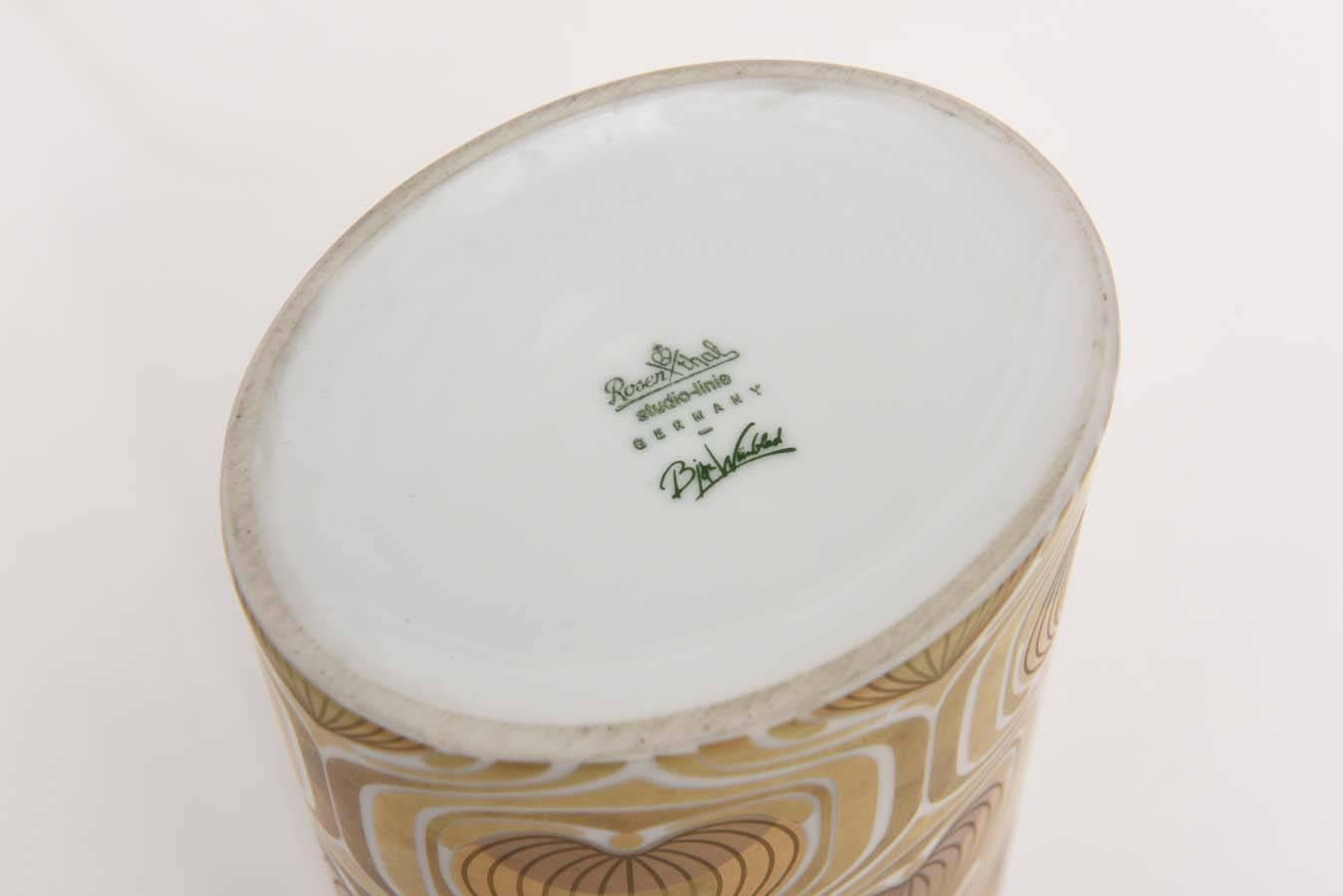 1970s Porcelain Cylinder Vase by Bjorn Wiinblad for Rosenthal 1
