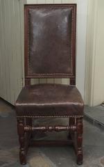 Pair of 17th Century Leather and Walnut Side Chairs