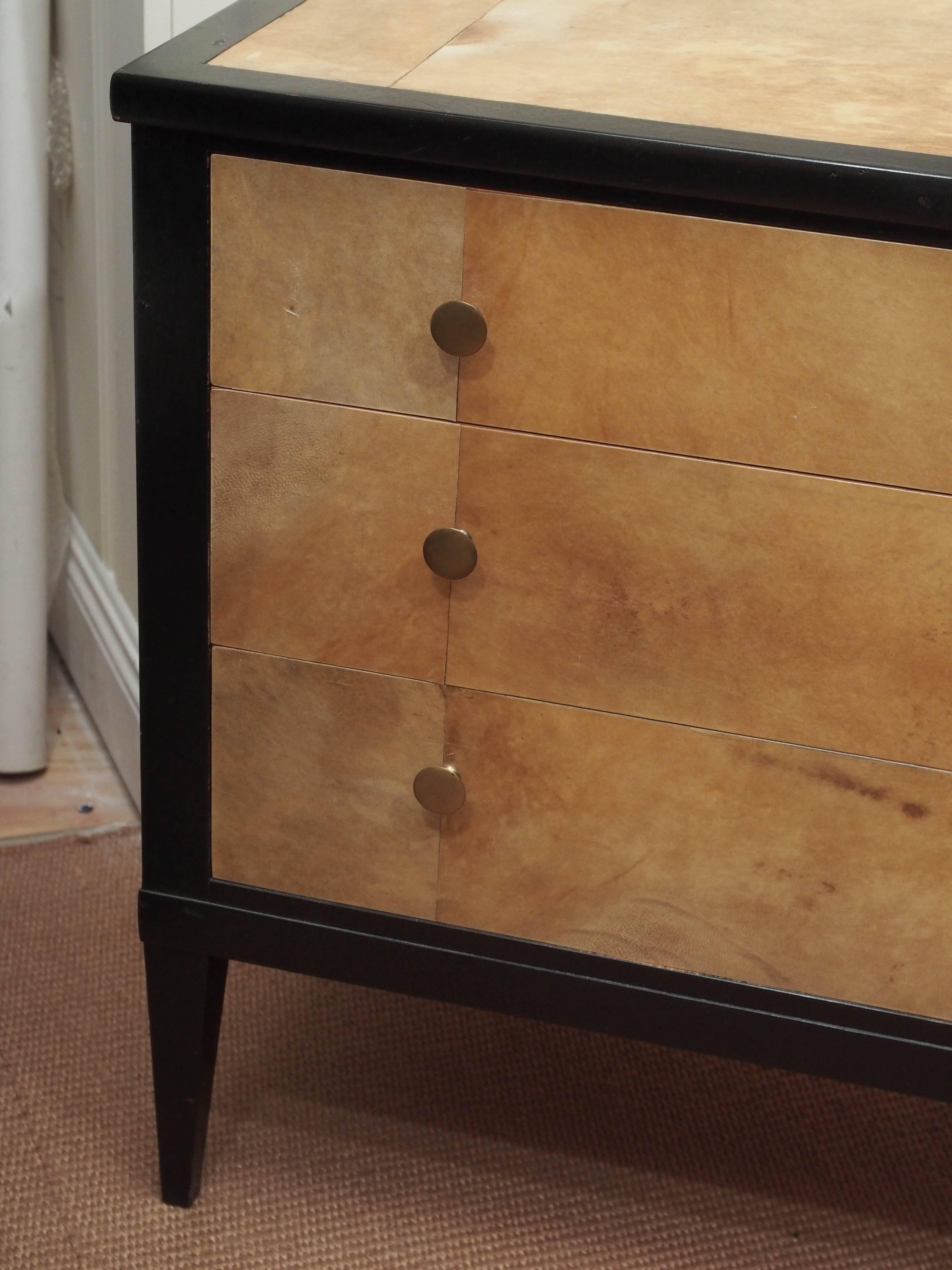 1950s Penquay Parchment Commode In Good Condition For Sale In New Orleans, LA