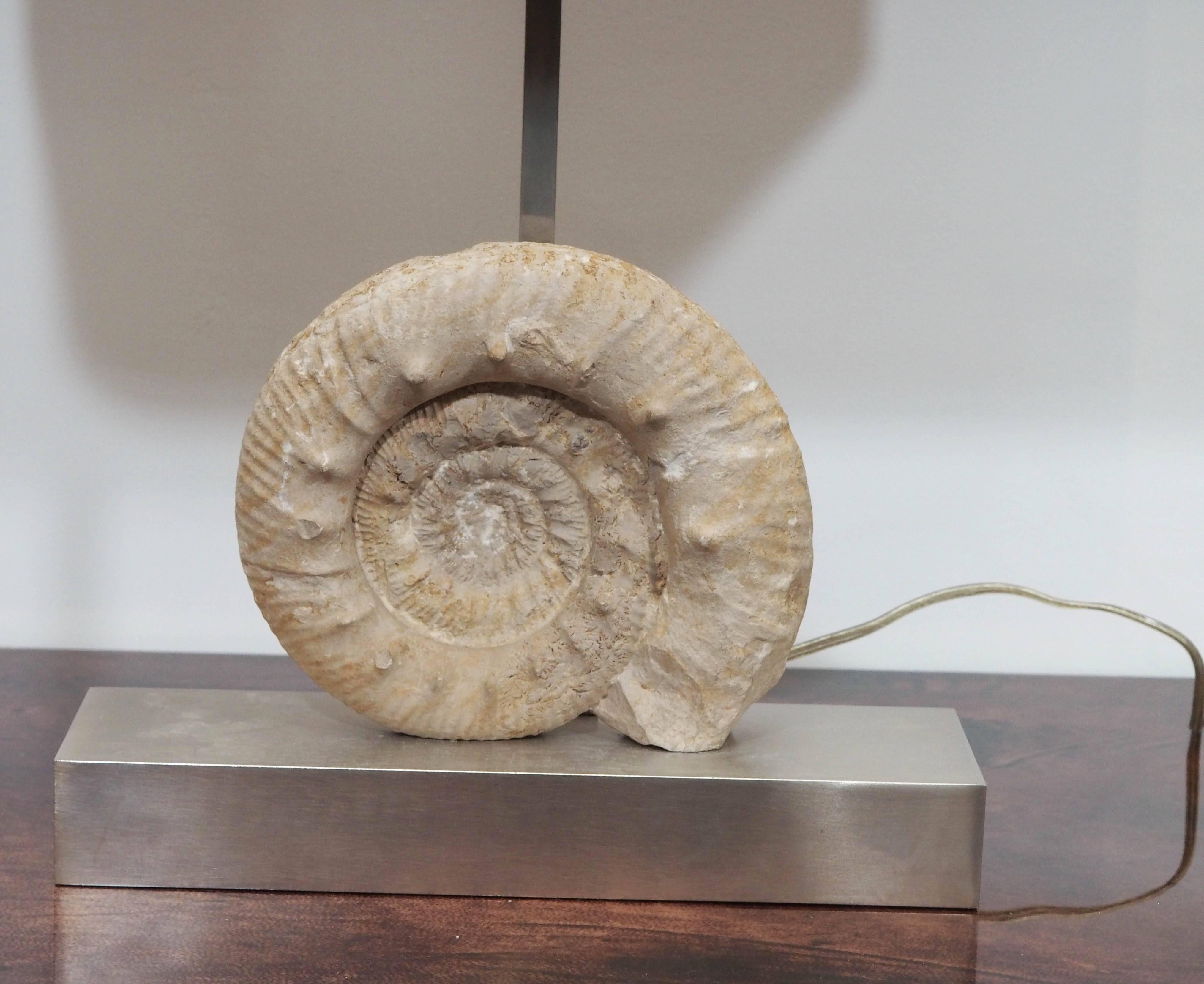French Pair of Limestone Nautilus Shell Table Lamps, 20th century For Sale