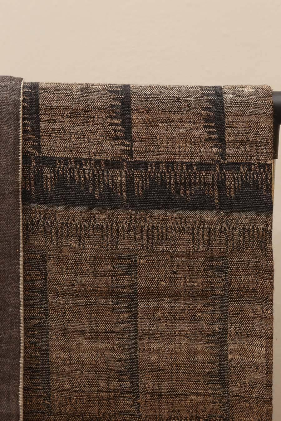 Indian Hand Woven Throws.  Browns, Blacks, Grays and White.  Wool and Raw Silk.  In Excellent Condition For Sale In Los Angeles, CA