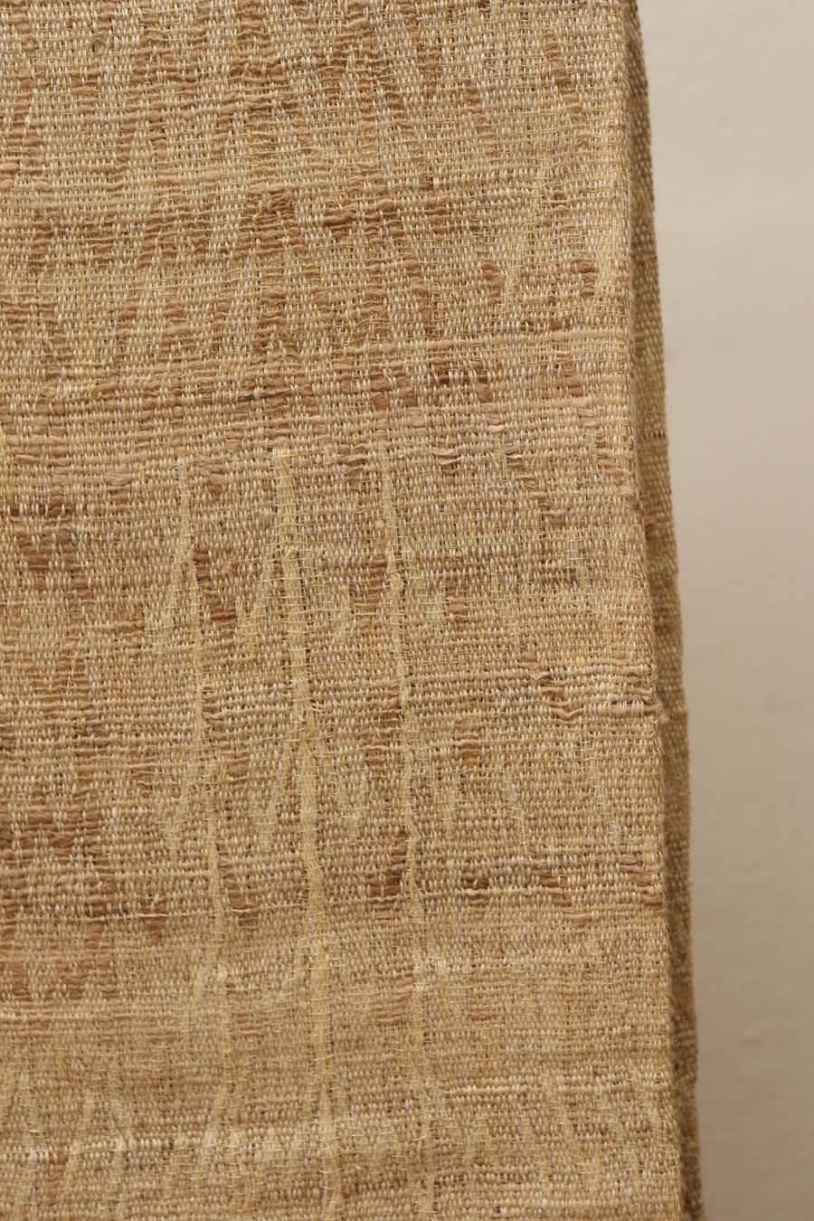 Indian HandWoven Bedcover.  Oatmeal and Light Brown.  Linen and Raw Silk. In Excellent Condition For Sale In Los Angeles, CA